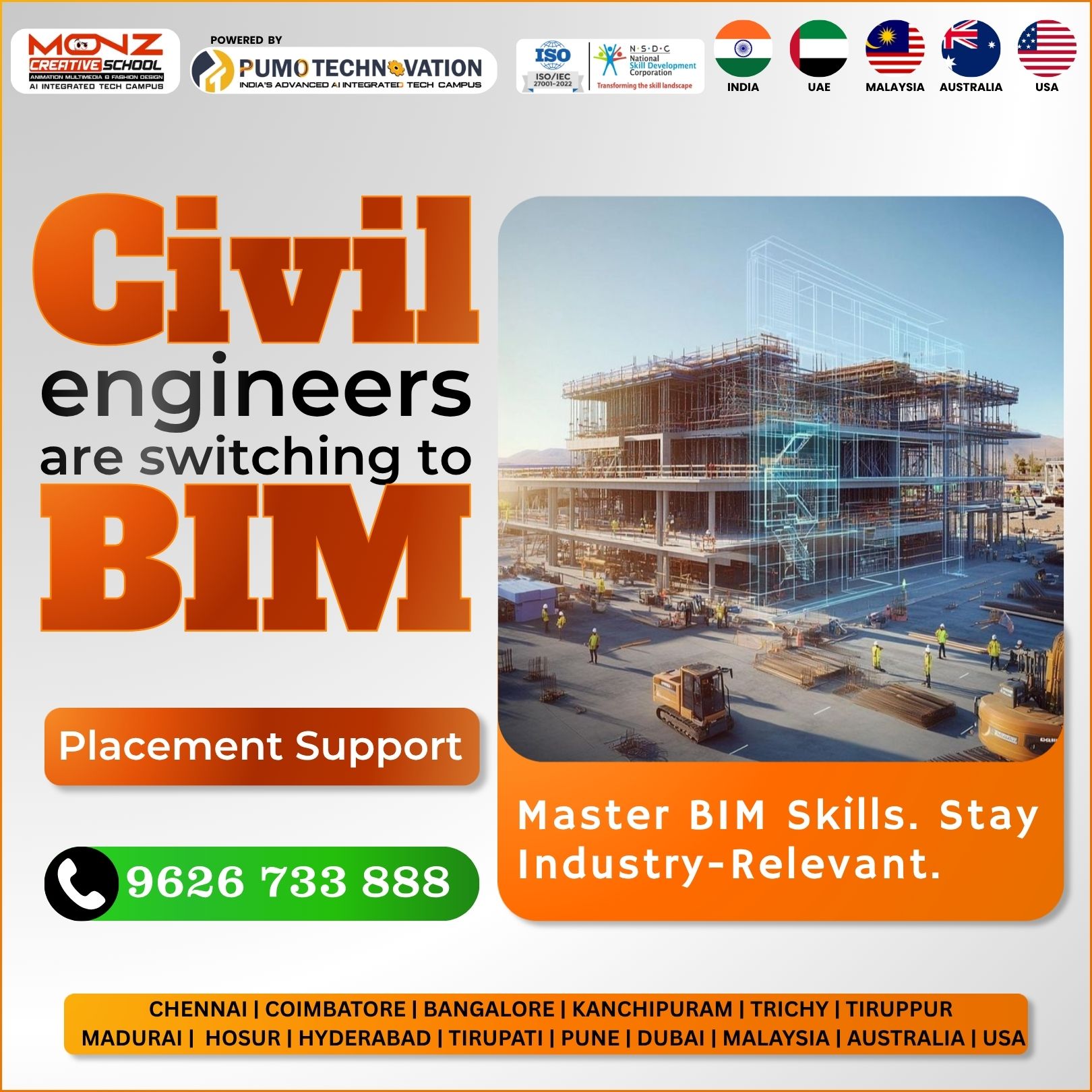 Pumo Tech Thudiyalur Facebook ad: From CAD to BIM-Upgrade Your Career.