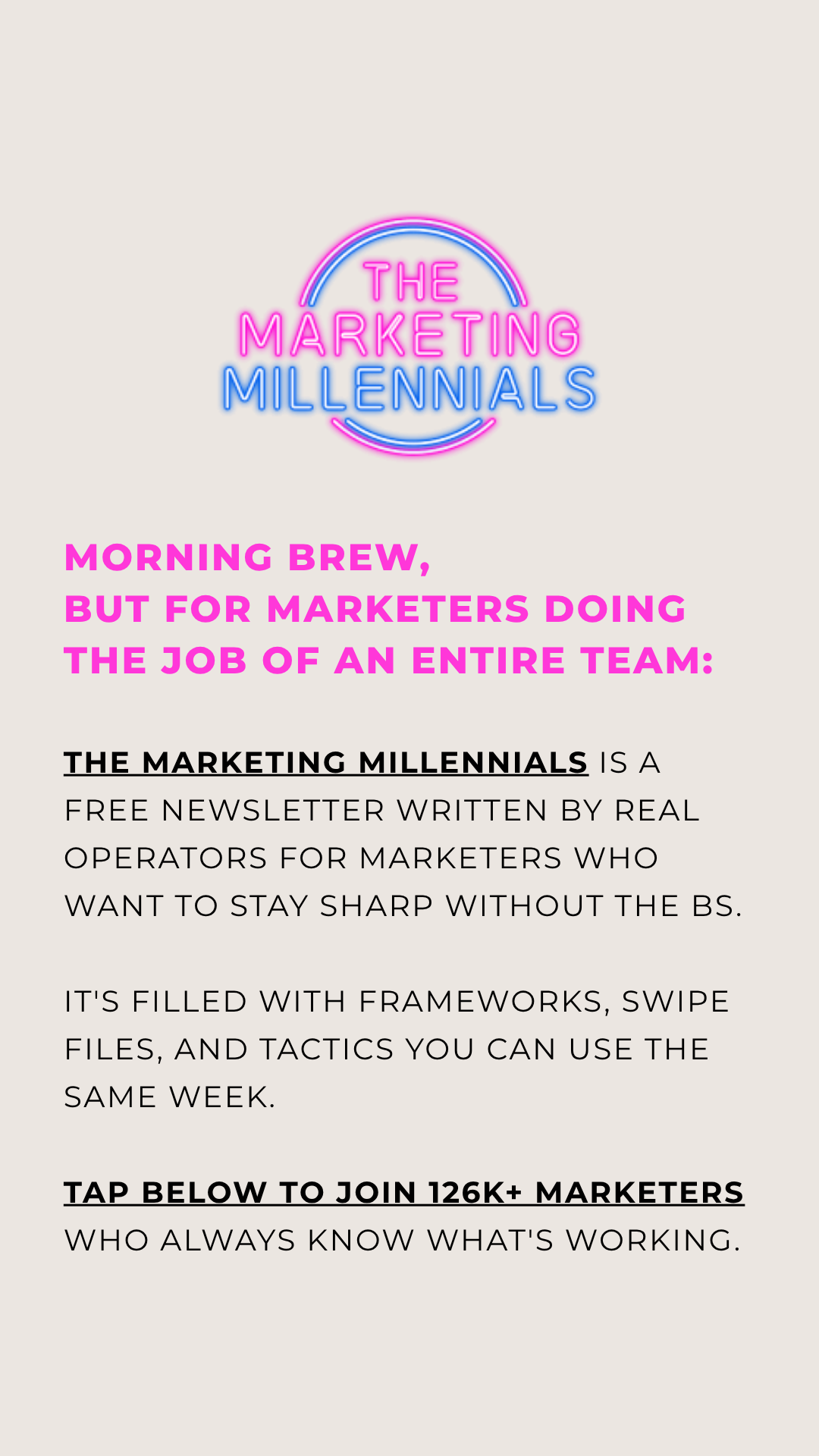 The Marketing Millennials Facebook ad from Apr 13, 2026