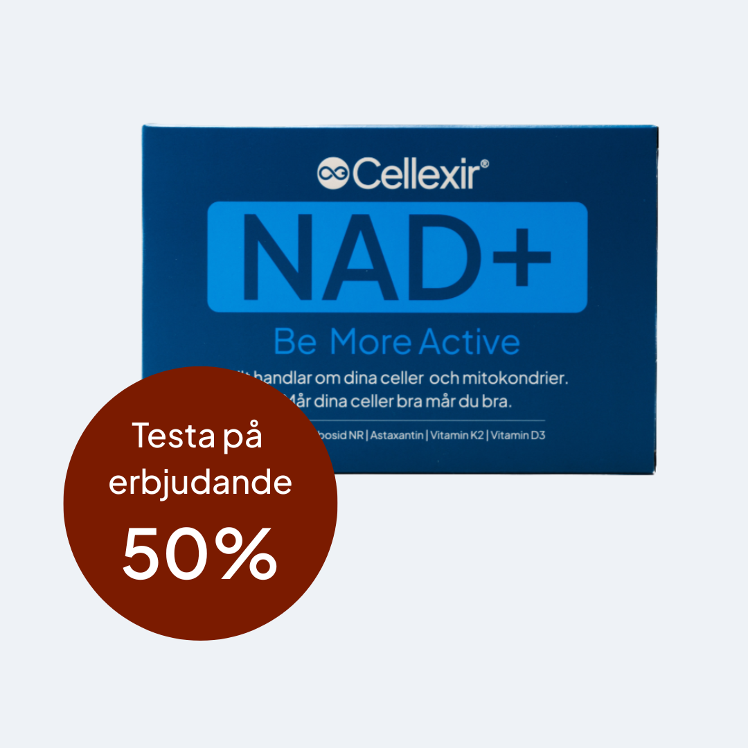 Cellexir Facebook ad: Cellexir NAD+ Testa 1 månad för halva priset! Kod NAD50