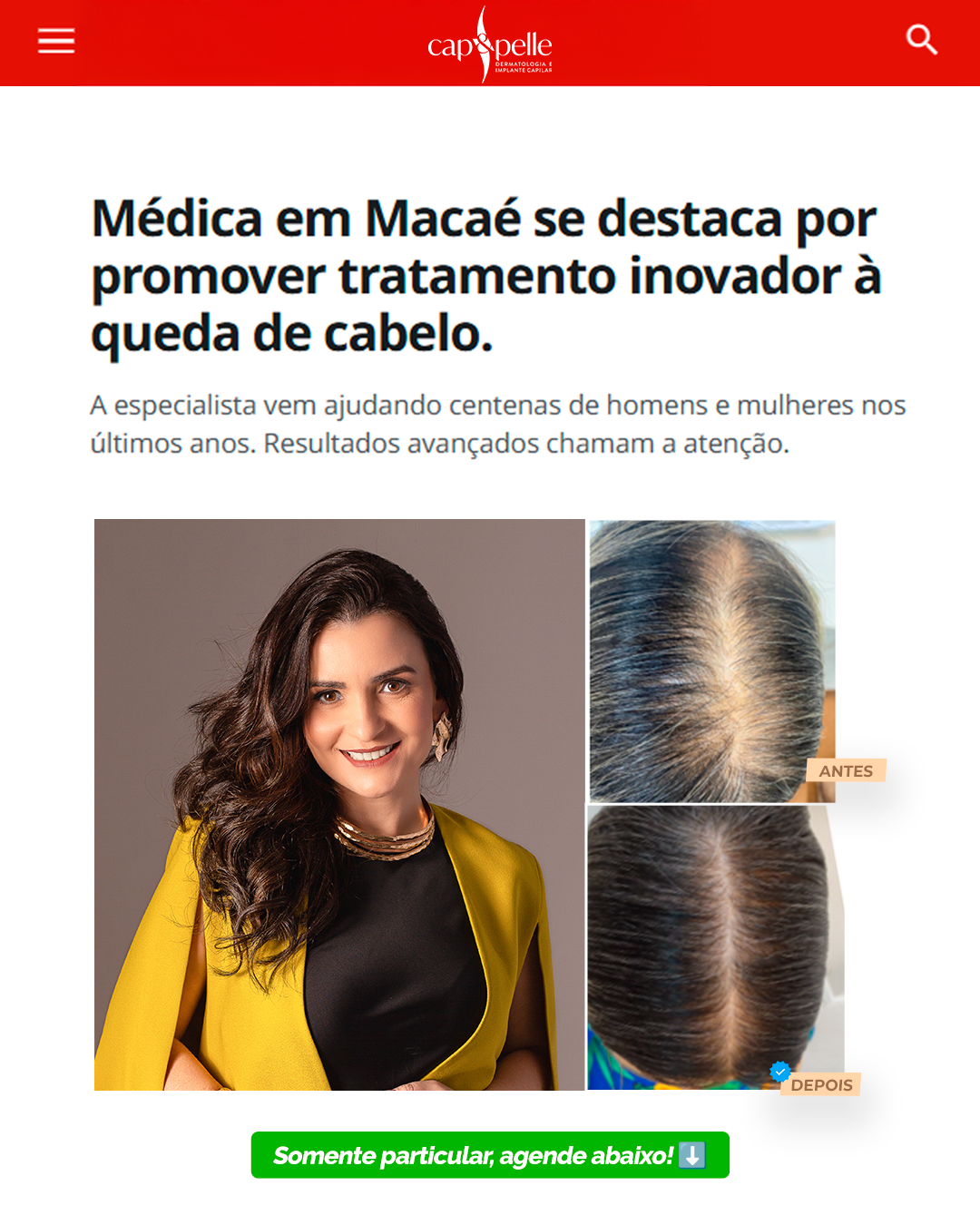Dra. Janine Franklin Facebook ad: Se você está cansado de ver seu cabelo…