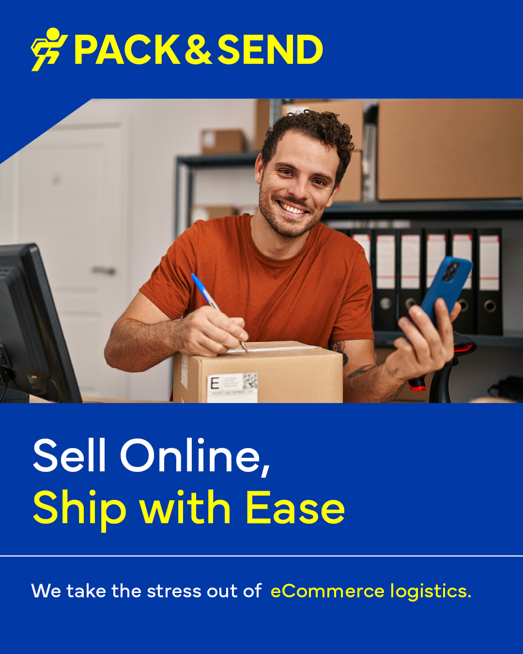 PACK & SEND Australia Facebook ad: From storage to pick, pack, and dispatch, PACK…