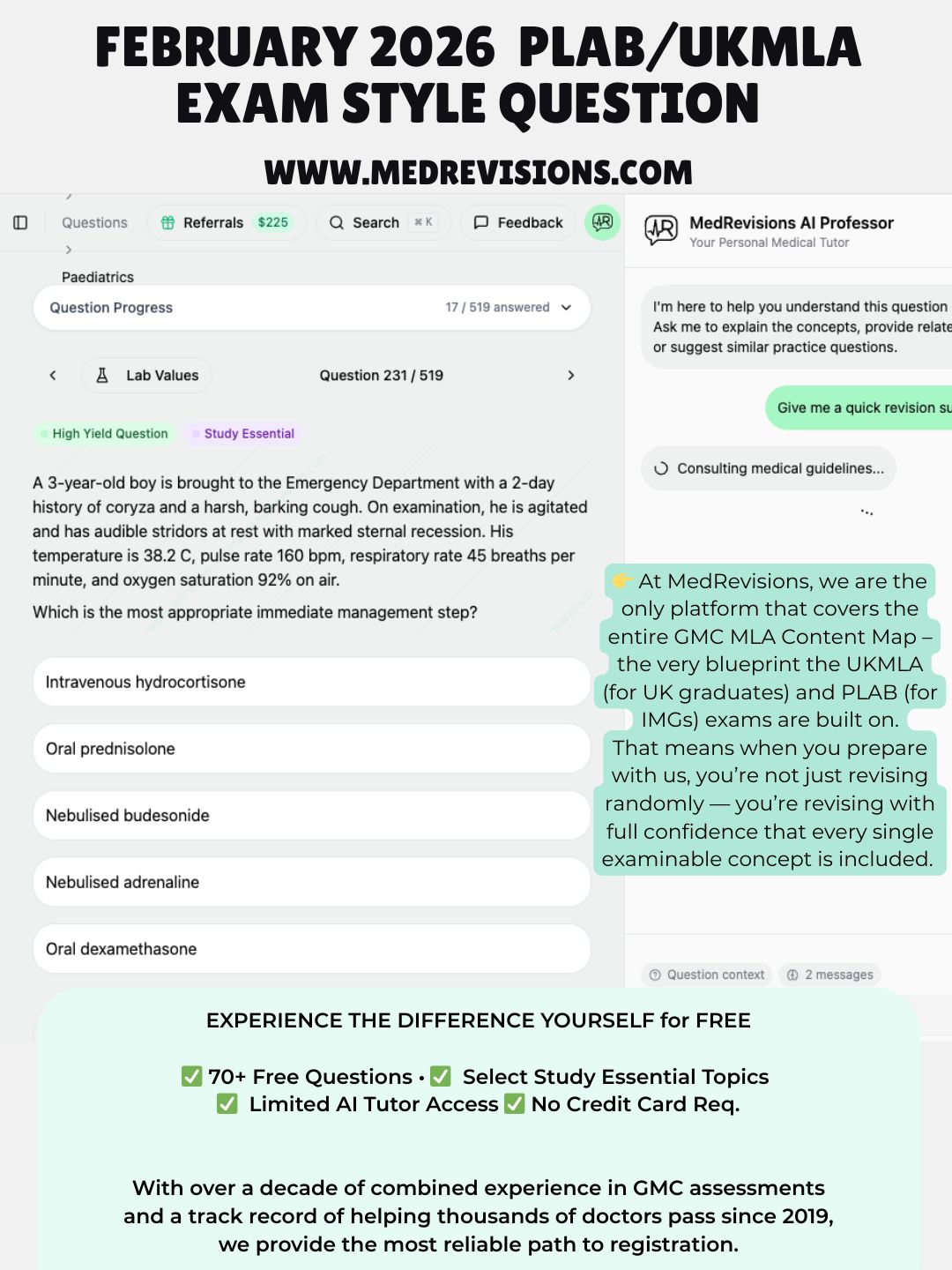 PLAB / MLA Exam by Medrevisions Facebook ad
