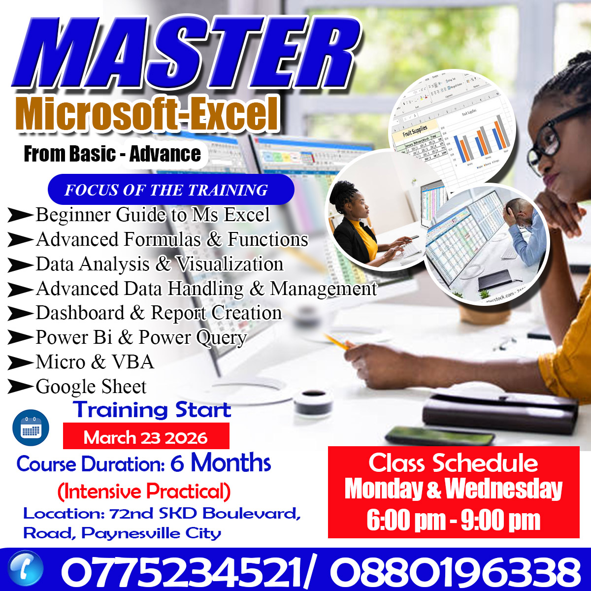 Brilliance Institute of Vocational Studies Facebook ad: MASTER MICROSOFT EXCEL, MARCH 2026 INTAKE!