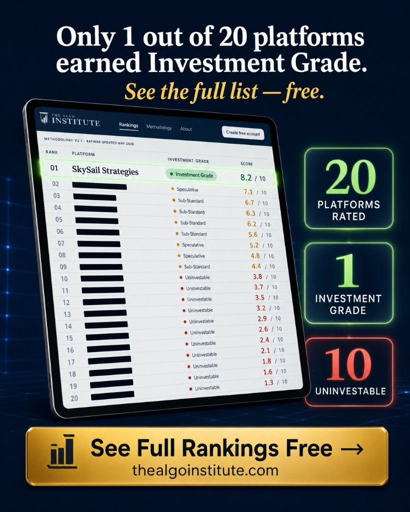 The Algo Institute Facebook ad: Only 5% of algo systems earned Investment Grade.