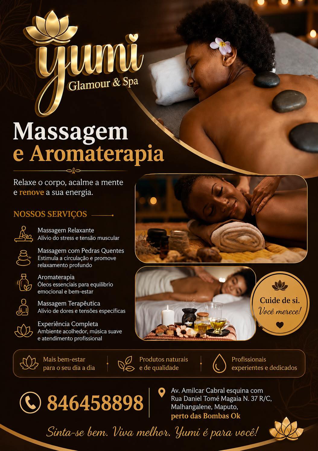 Yumi glamour & spa Facebook ad: Aproveite a promoção de massagem e aromaterapia