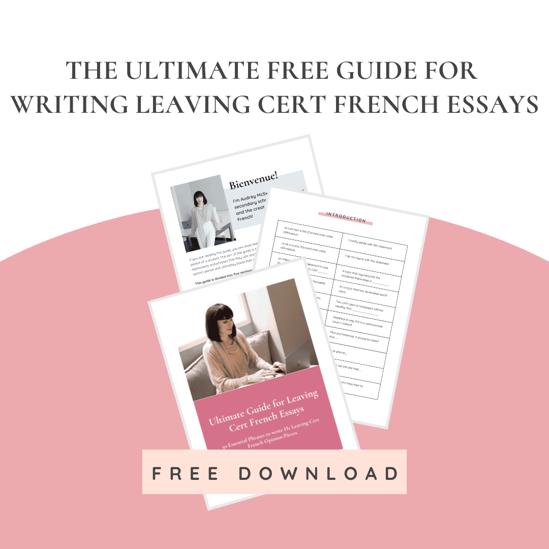 Excel in French Facebook ad: Free Guide: Leaving Cert French Opinion Pieces!