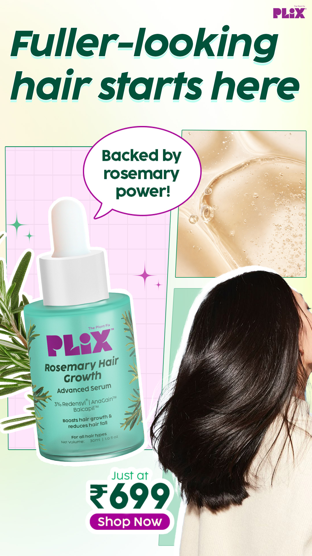 Plix Facebook ad: Rs. 699 | Plix Rosemary Hair Serum