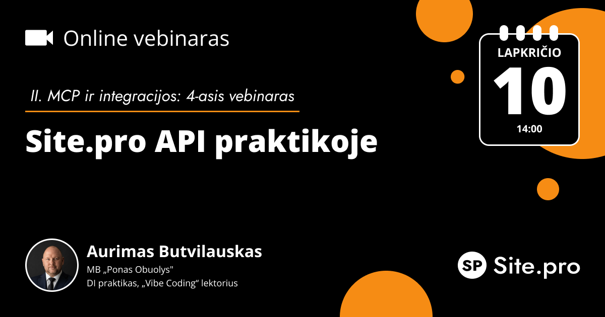 Site.pro - Apskaitos programa ir ERP Facebook ad: Online seminaras Site.pro API praktikoje