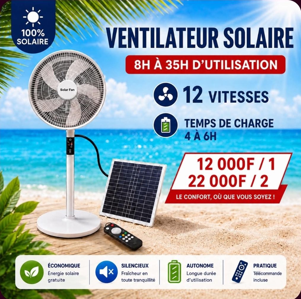 ID import Facebook ad: VENTILATEUR SOLAIRE AUTONOME, Restez au frais partout!