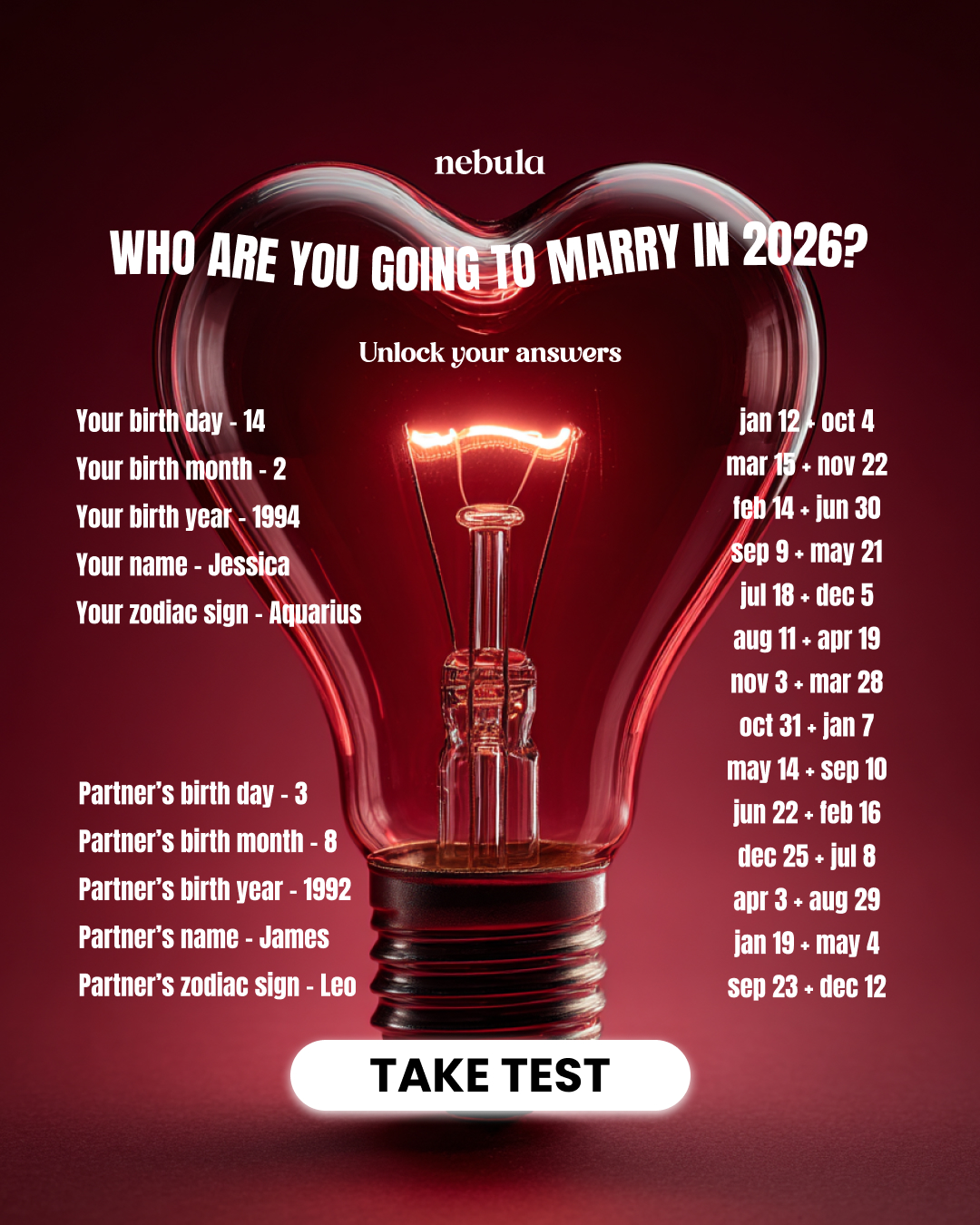 Nebula: Marriage Compatibility Facebook ad