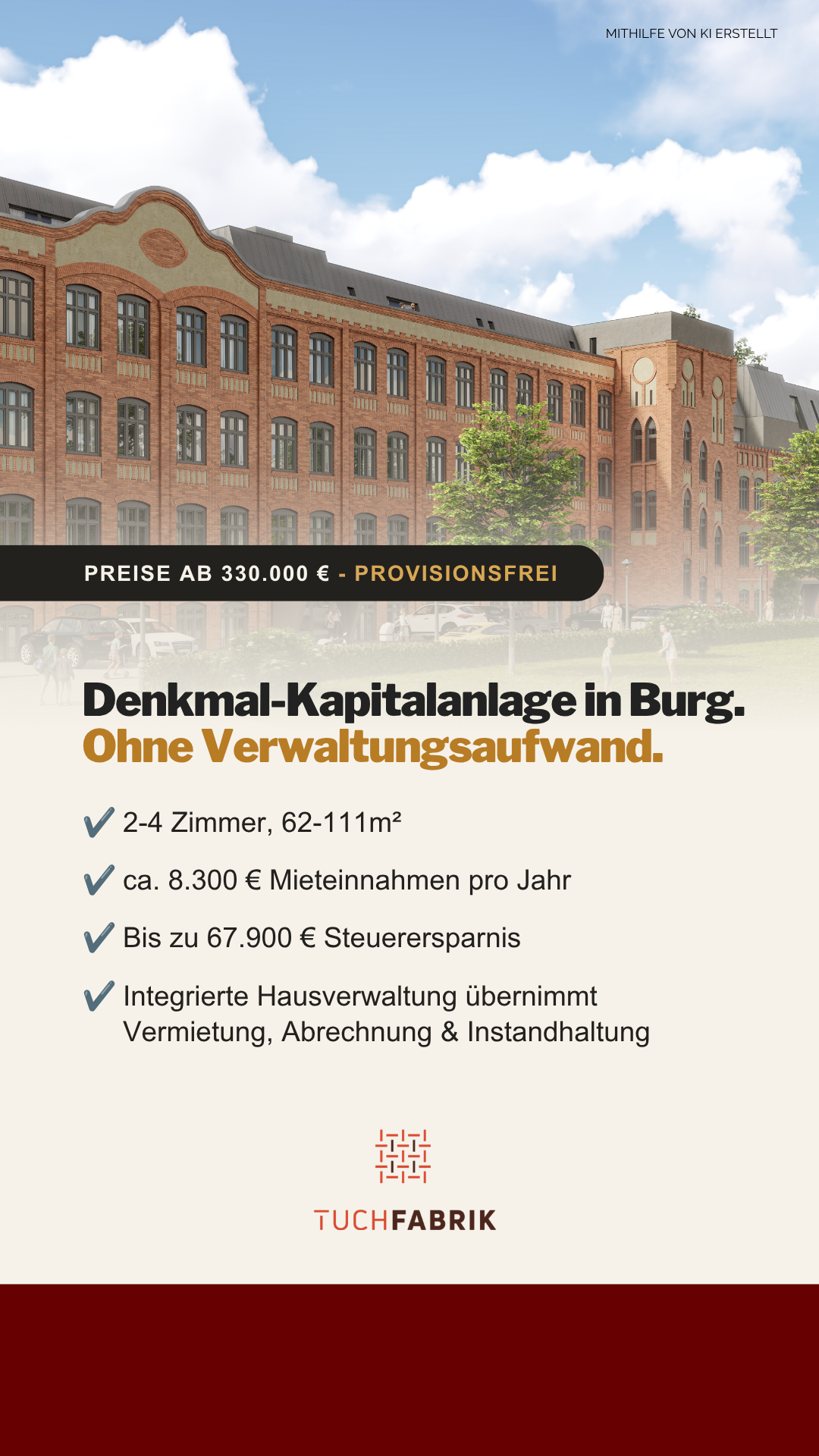 Wohnquartier Tuchfabrik Facebook ad from Aug 10, 2026