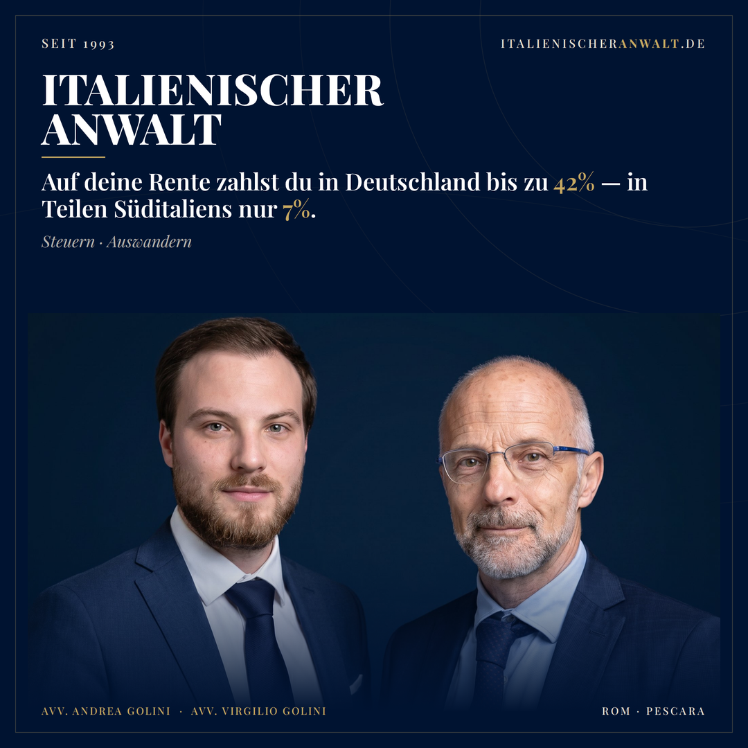 Italienischer Anwalt Facebook ad: Mit der Rente nach Italien, und auf einmal…