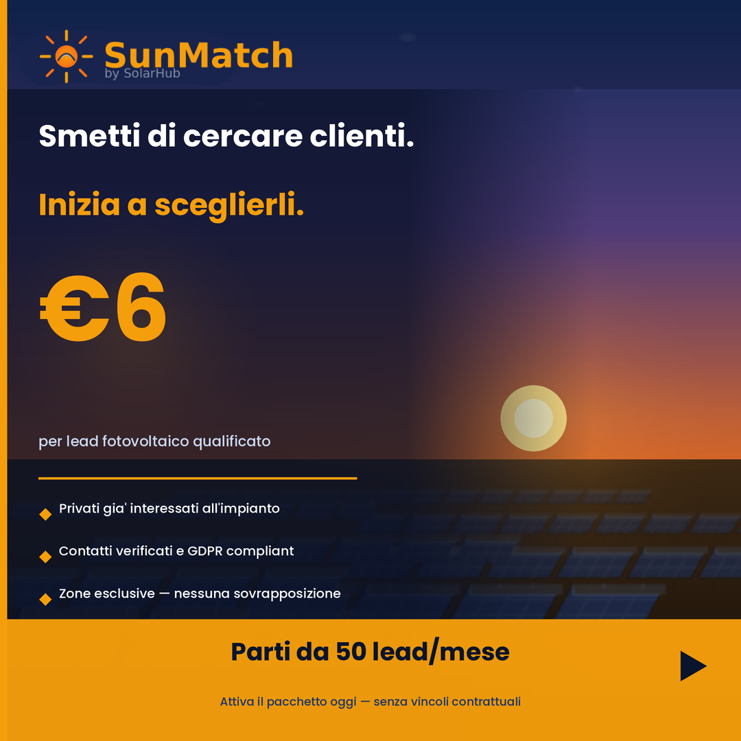 Solarhub Facebook ad: Lead fotovoltaico da €6!