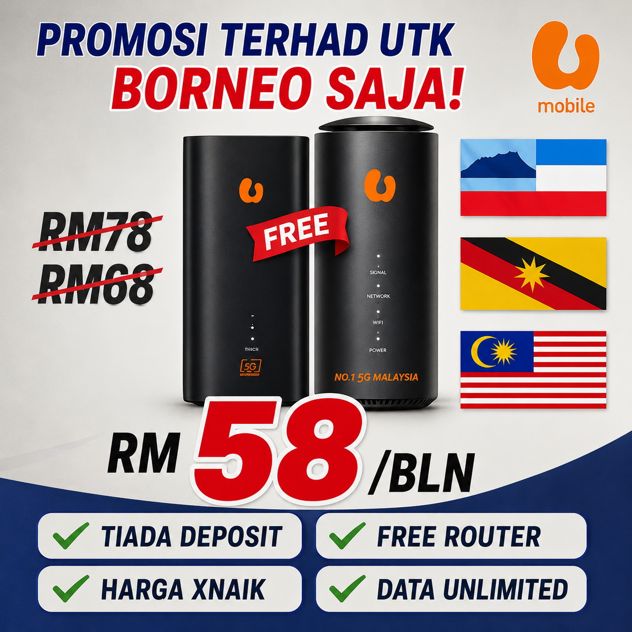 Ultra Wifi Borneo Facebook ad: Promosi Terhad 一 jgn lepaskan peluang!