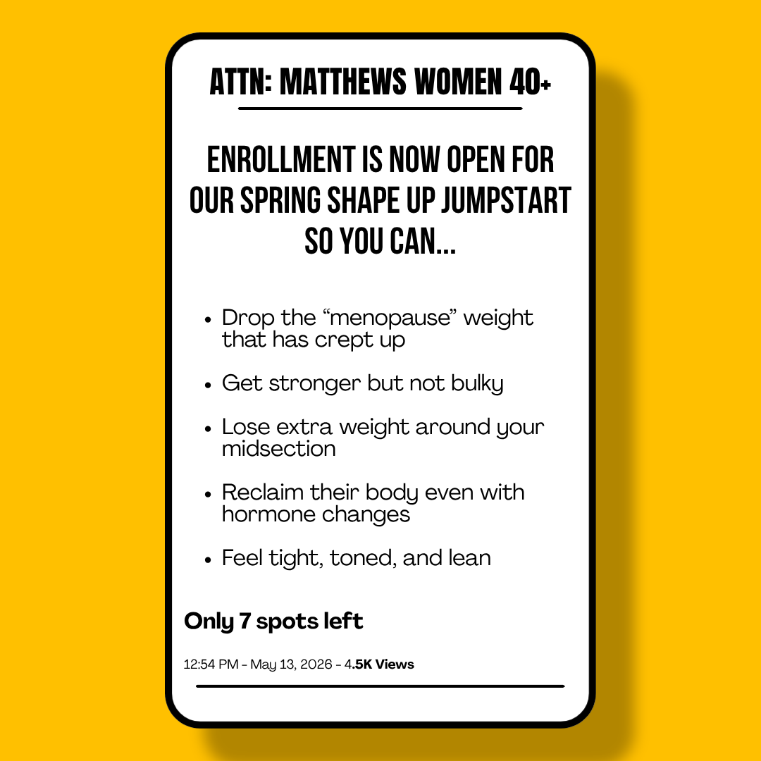 Matthews Fit Body Boot Camp Facebook ad from May 18, 2026