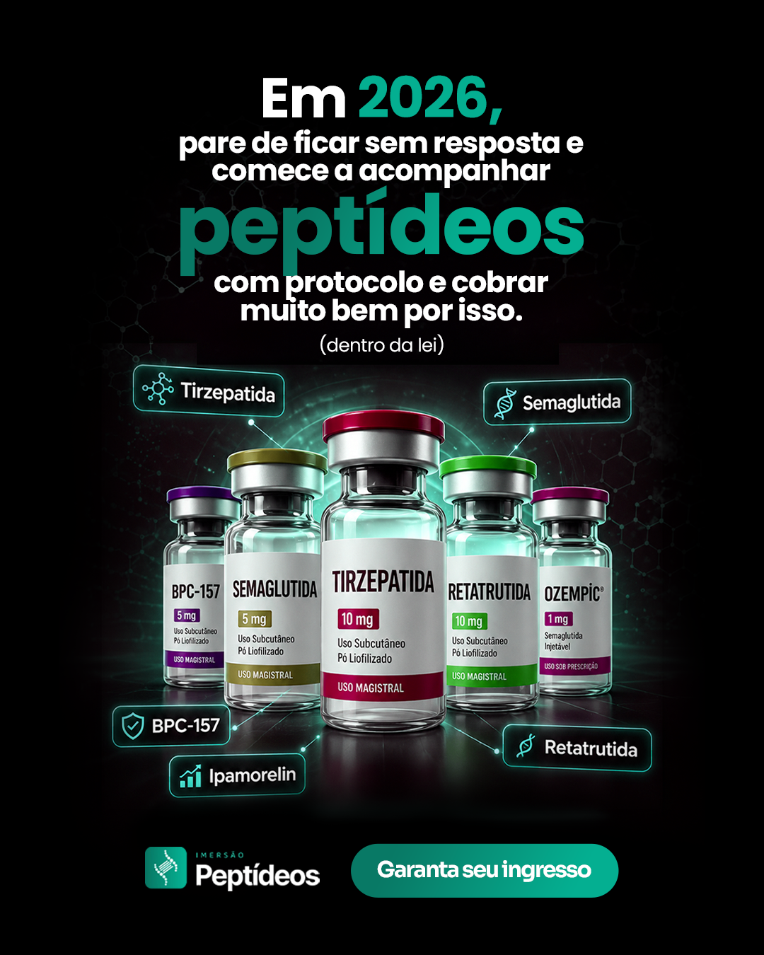 Ryuza Gonçalves Reserva Facebook ad: Domine peptídeos em 2 dias de imersão ao vivo