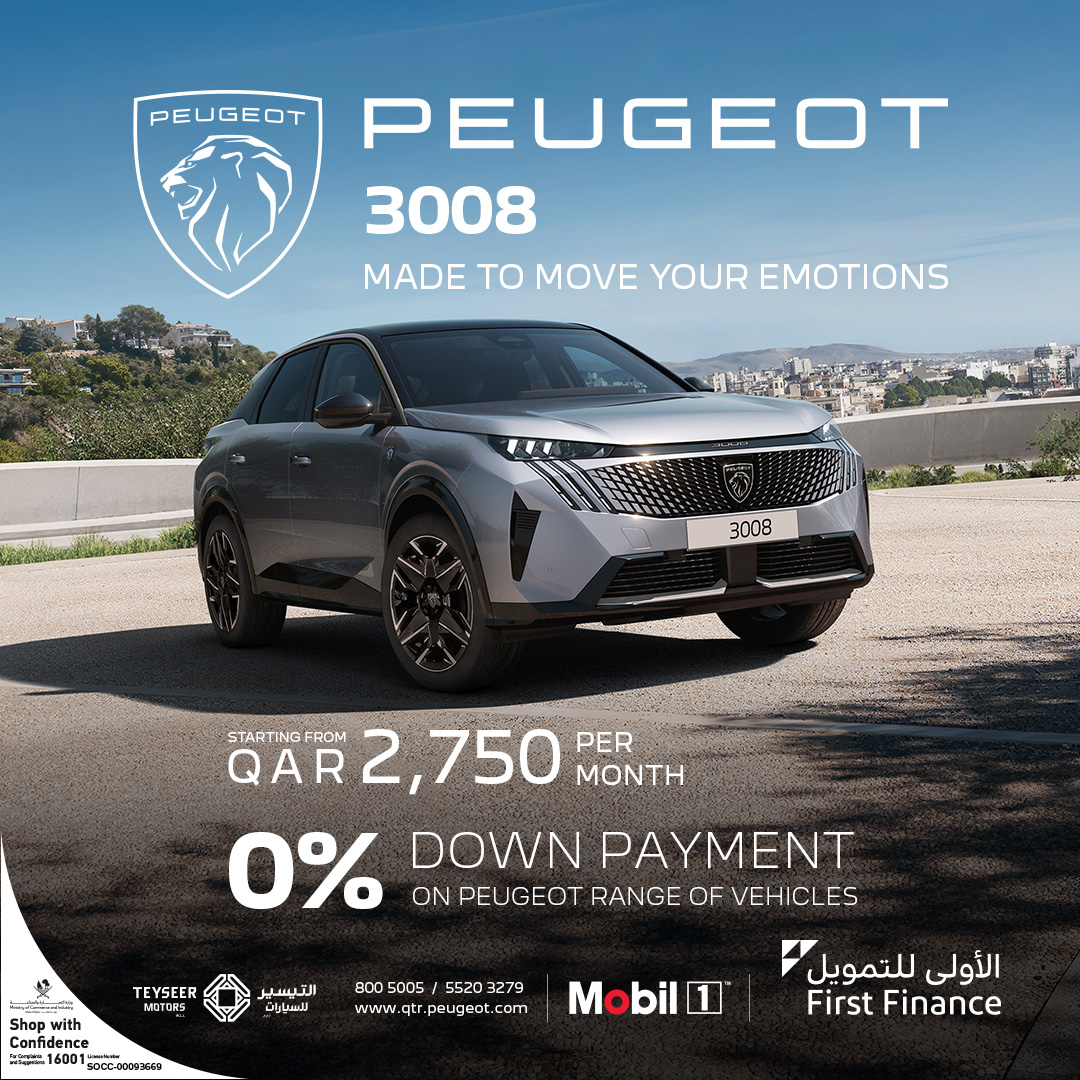 Peugeot Qatar Facebook ad: Designed to lead, drive the Peugeot 3008 with…