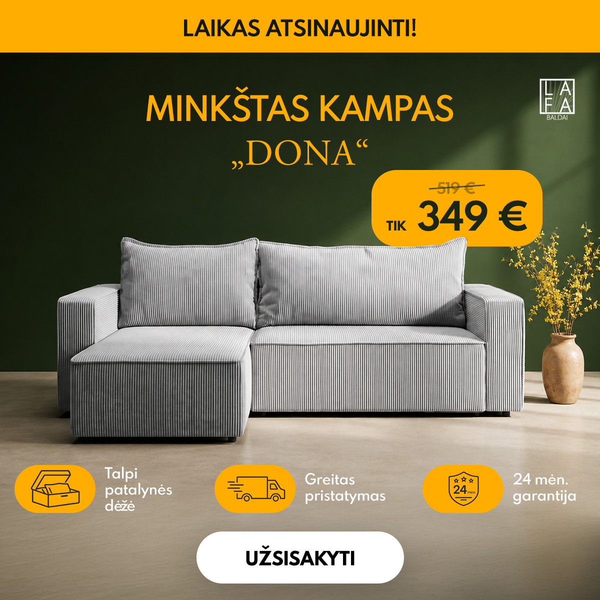 LaFa baldai Facebook ad: Pasinaudokite akcijomis