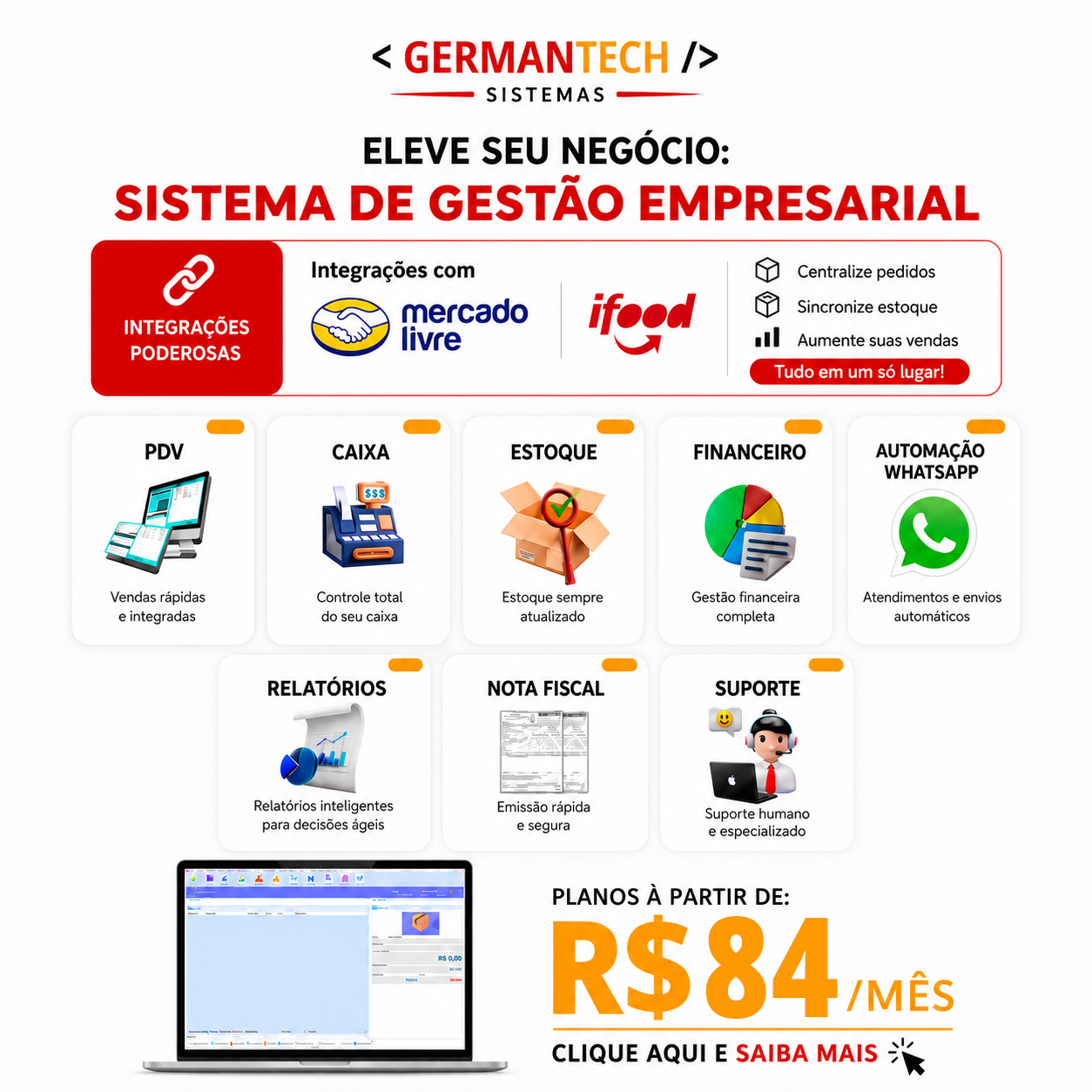 German Tech Sistemas Facebook ad: Clique aqui e saiba mais