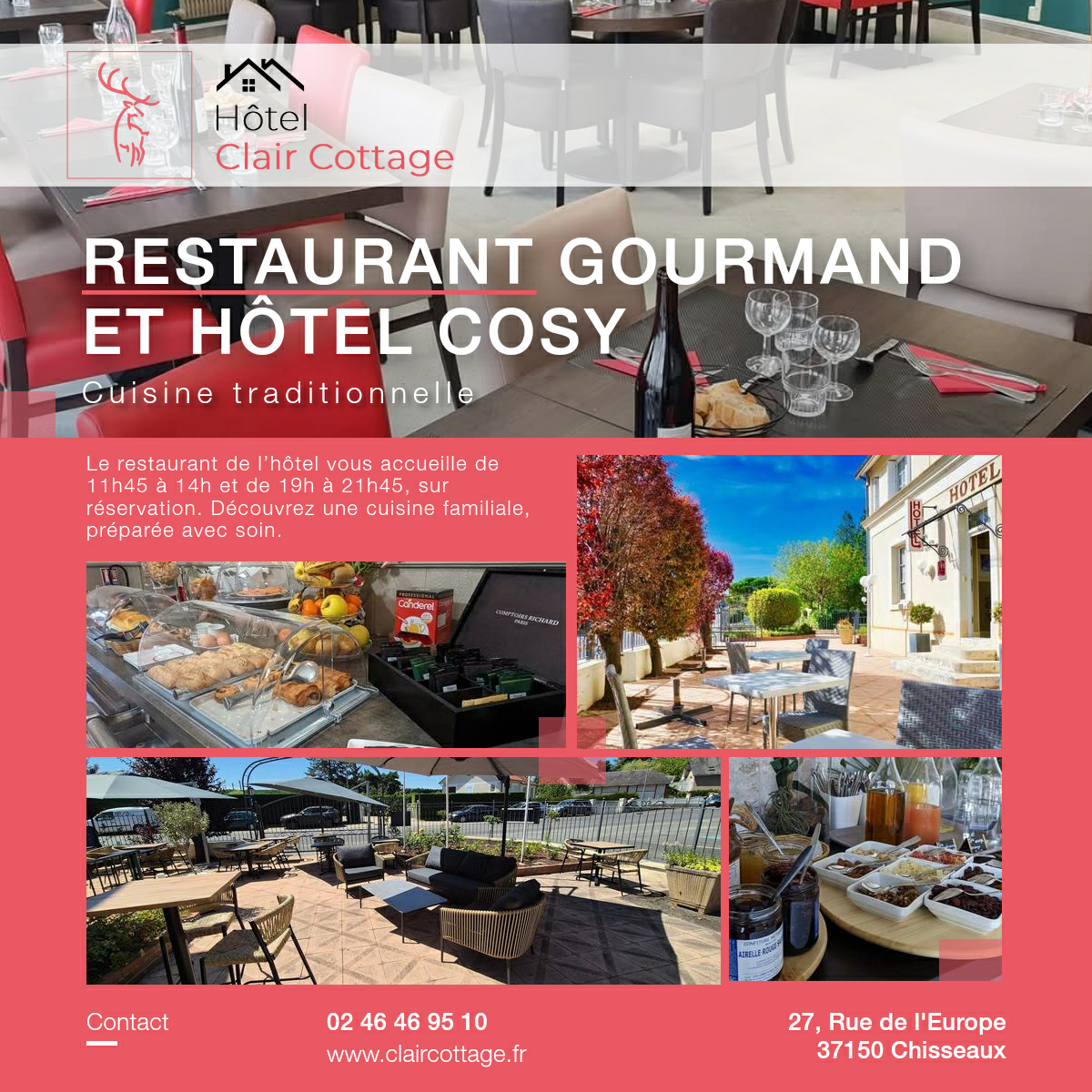 Publicité - Restaurants Facebook ad: Hôtel Restaurant Clair Cottage Chisseaux - Restaurant…