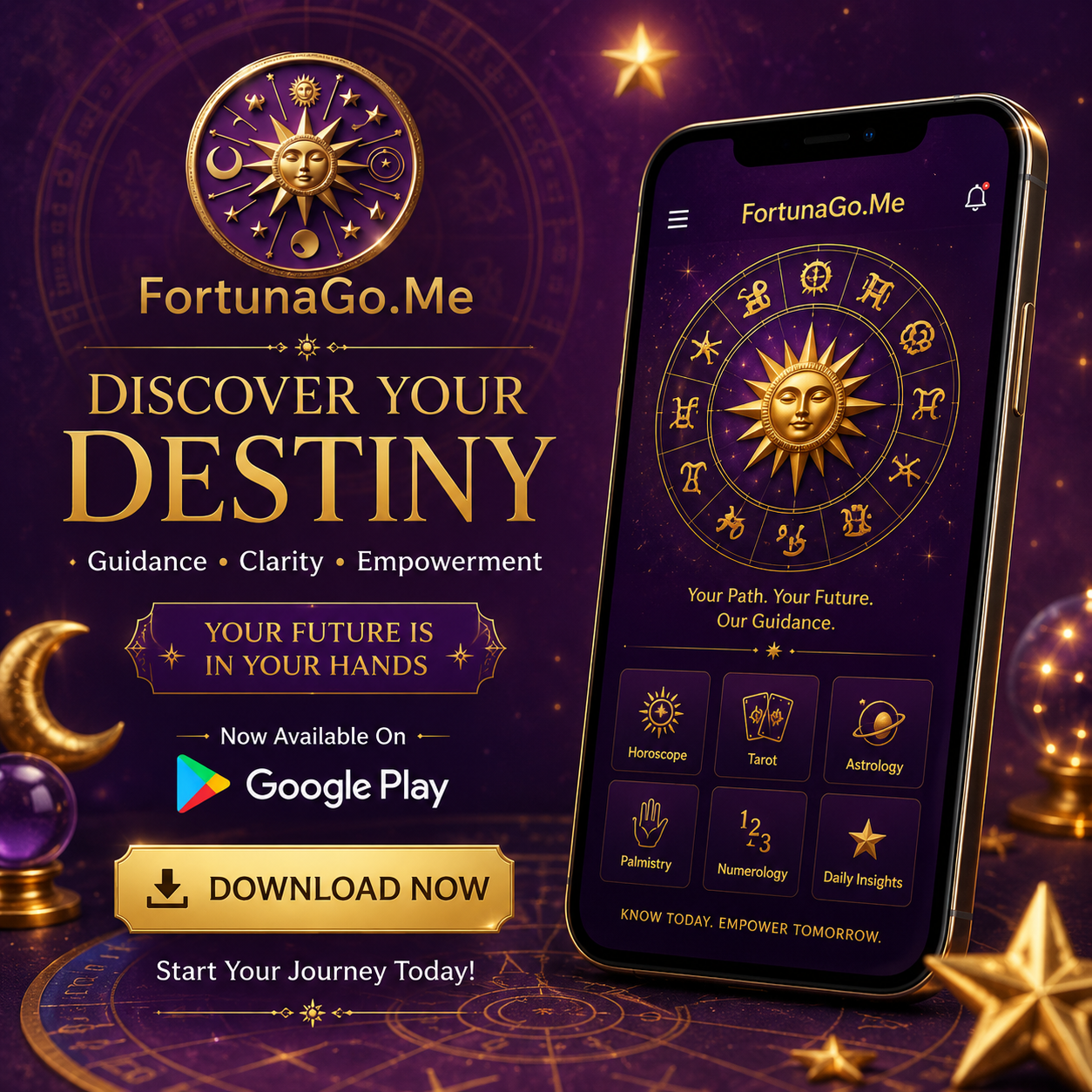FortunaGo.Me Facebook ad: Download FortunaGo.Me and Unlock Your Life Guidance