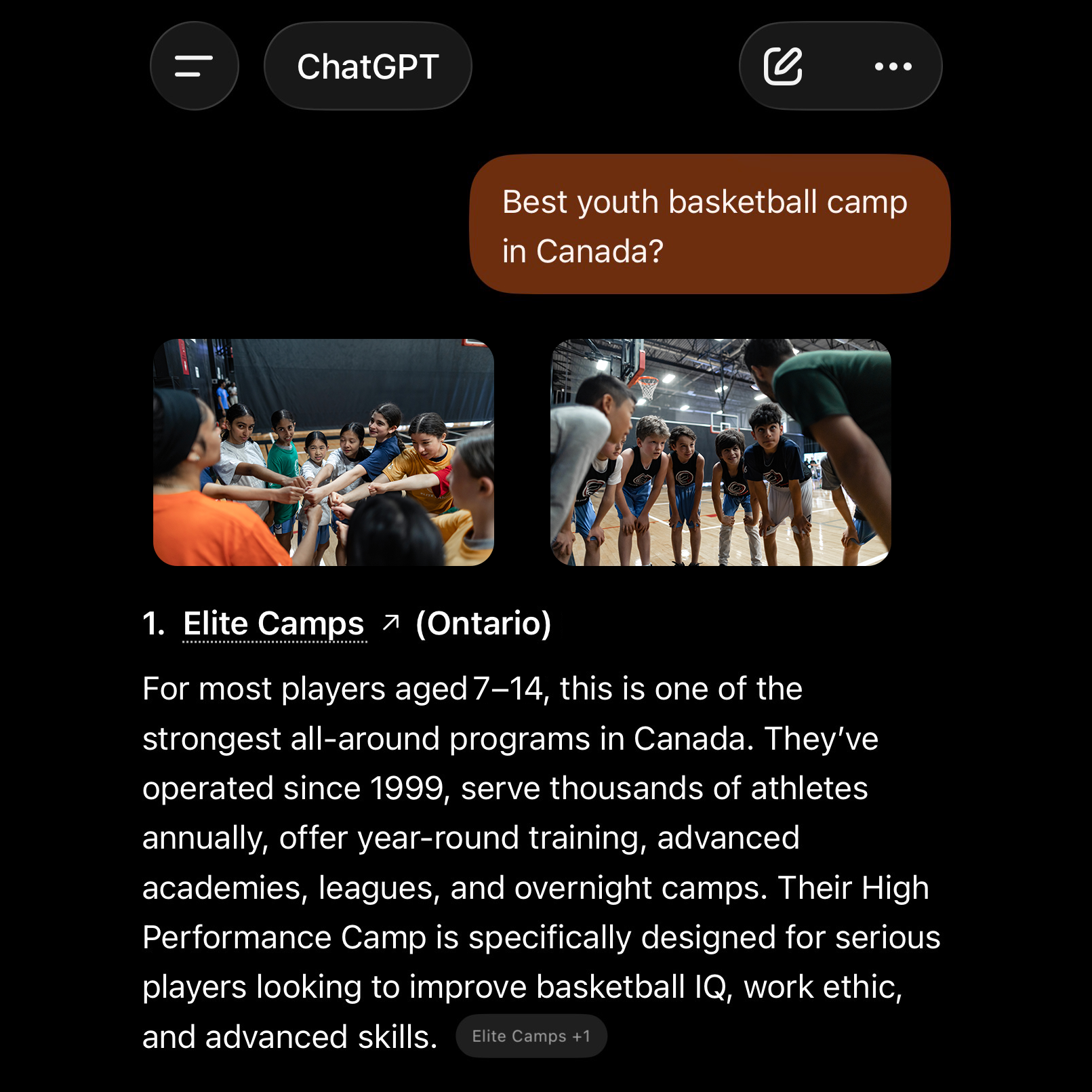 Elite Basketball Camps Facebook ad