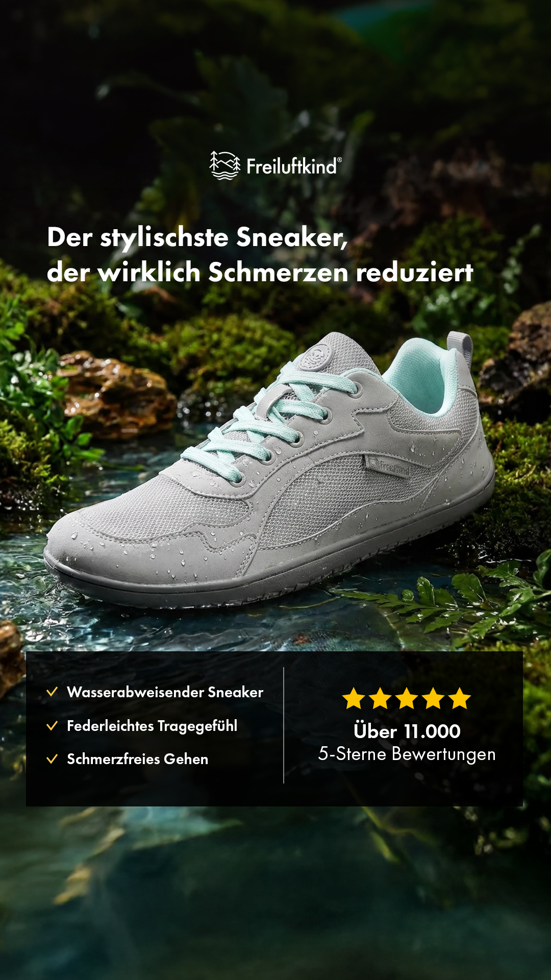 Freiluftkind Facebook ad: Der #1 wasserabweisende Barfußschuh