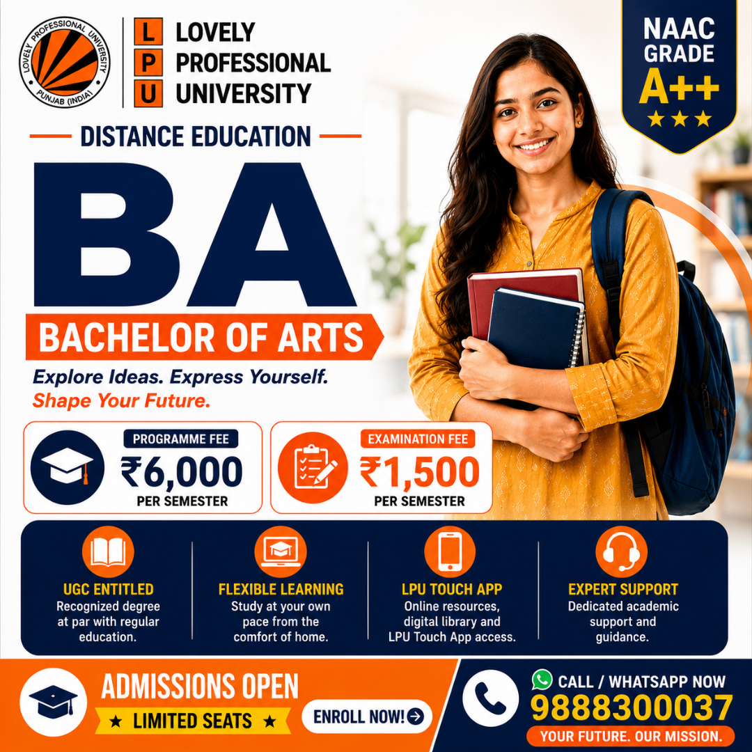 Candor Institute of Distance & Online Education Facebook ad: Study BA from Home