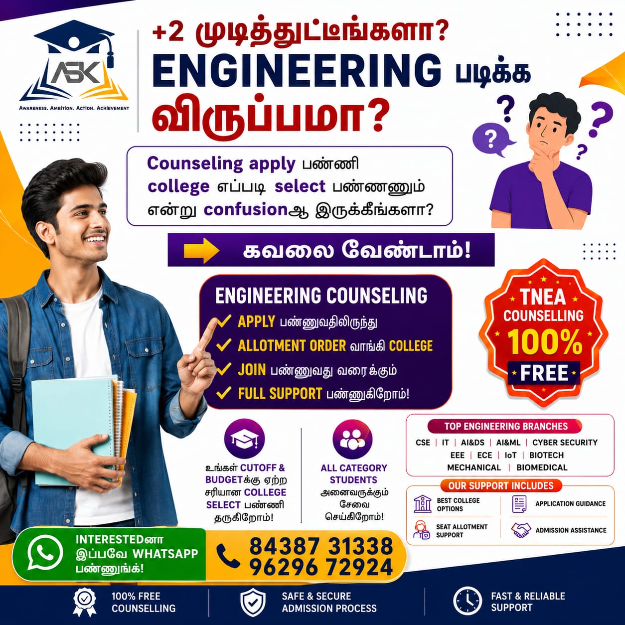 Ask college admissions Facebook ad: Engineering Counselling FREE Guidance