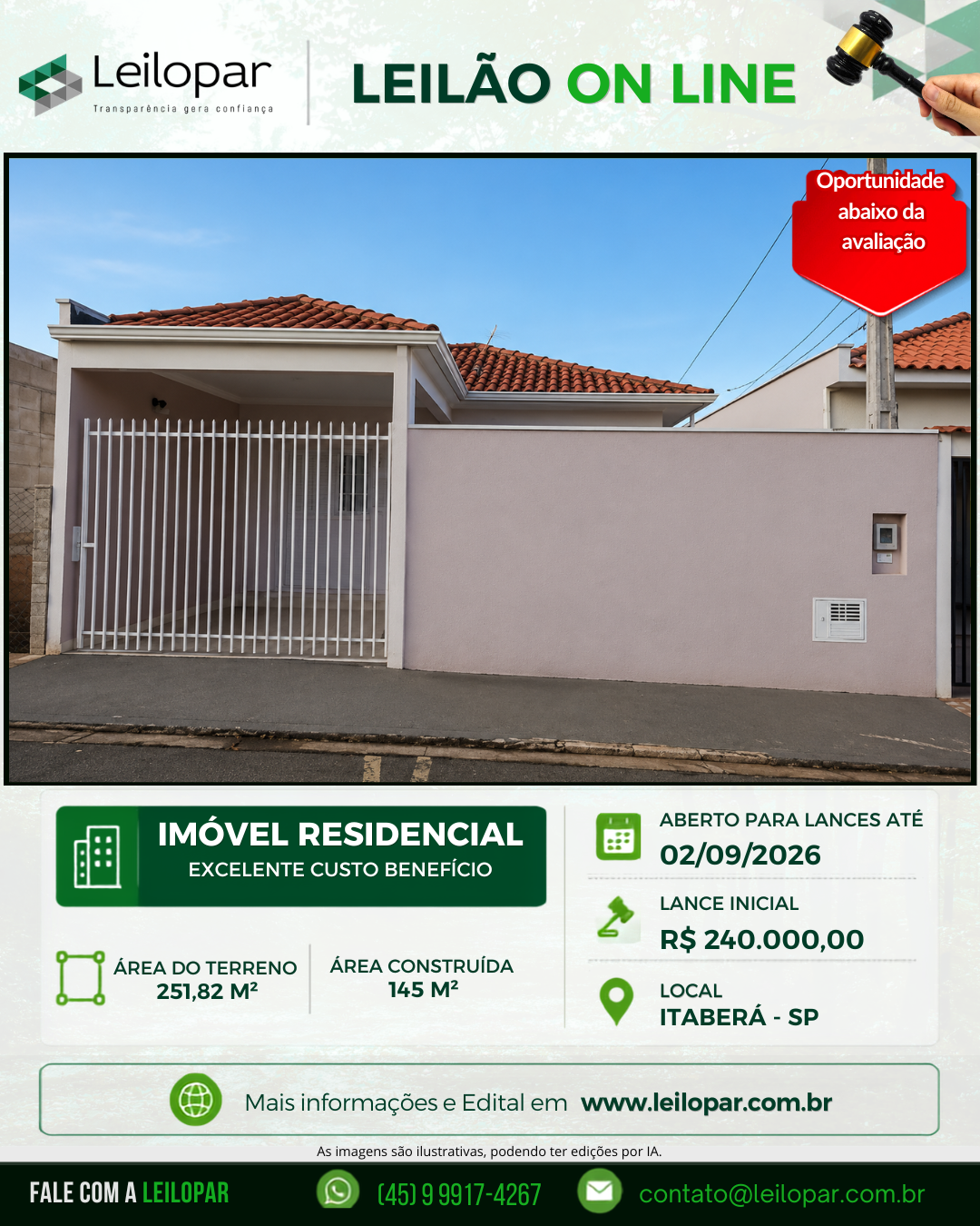 Leilopar Leilões Facebook ad: Acesse o site.