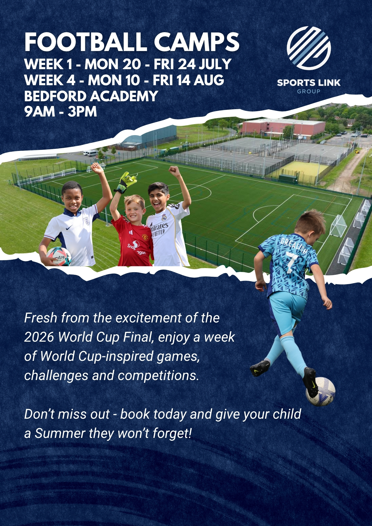Sports Link Group Facebook ad: Give your child a reason to smile this summer