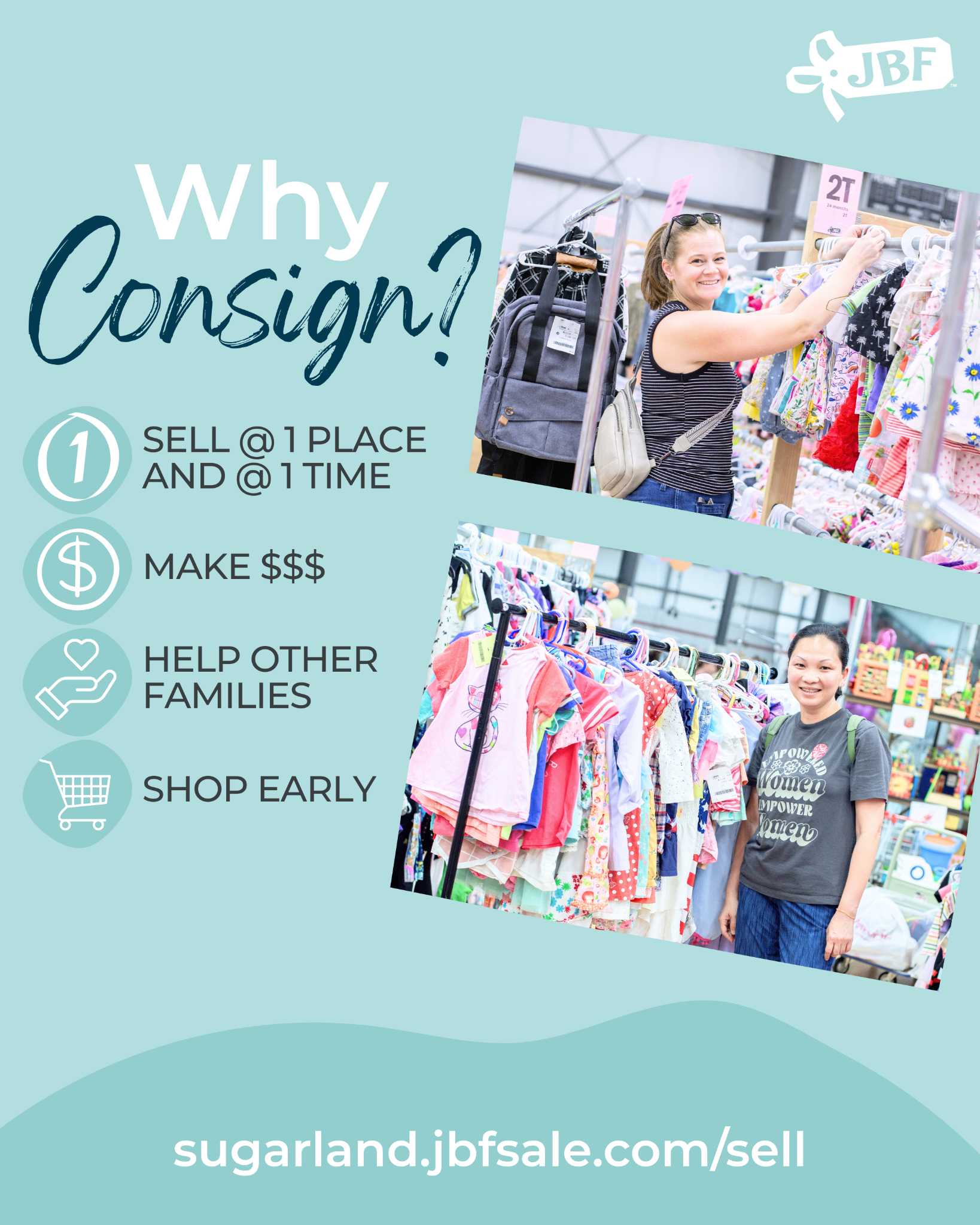Just Between Friends Sugar Land / Rosenberg Children's Consignment Facebook ad