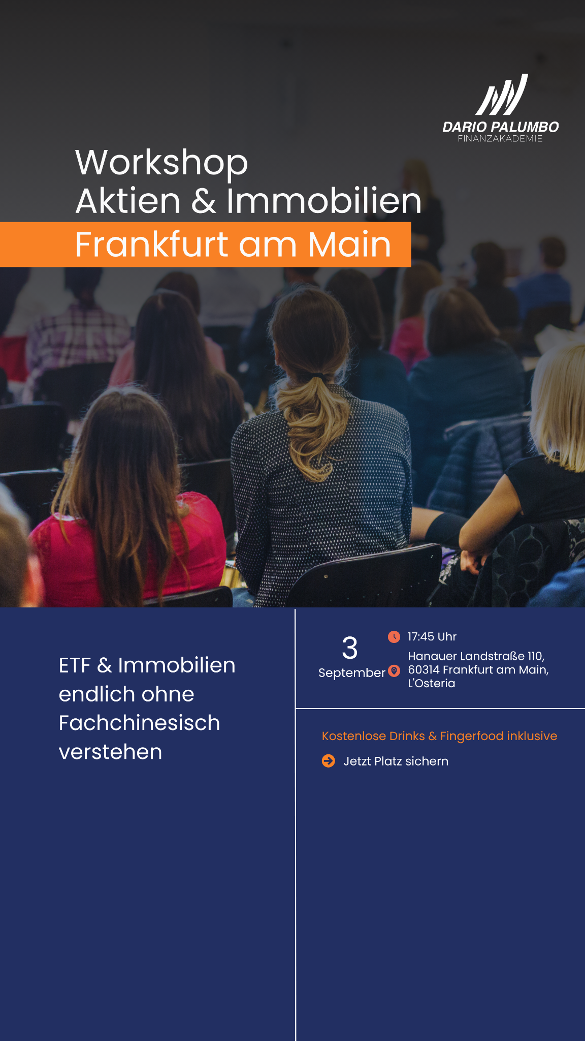Dario Palumbo Facebook ad: Kostenloser Workshop: Vermögensaufbau mit ETFs & Immobilien!