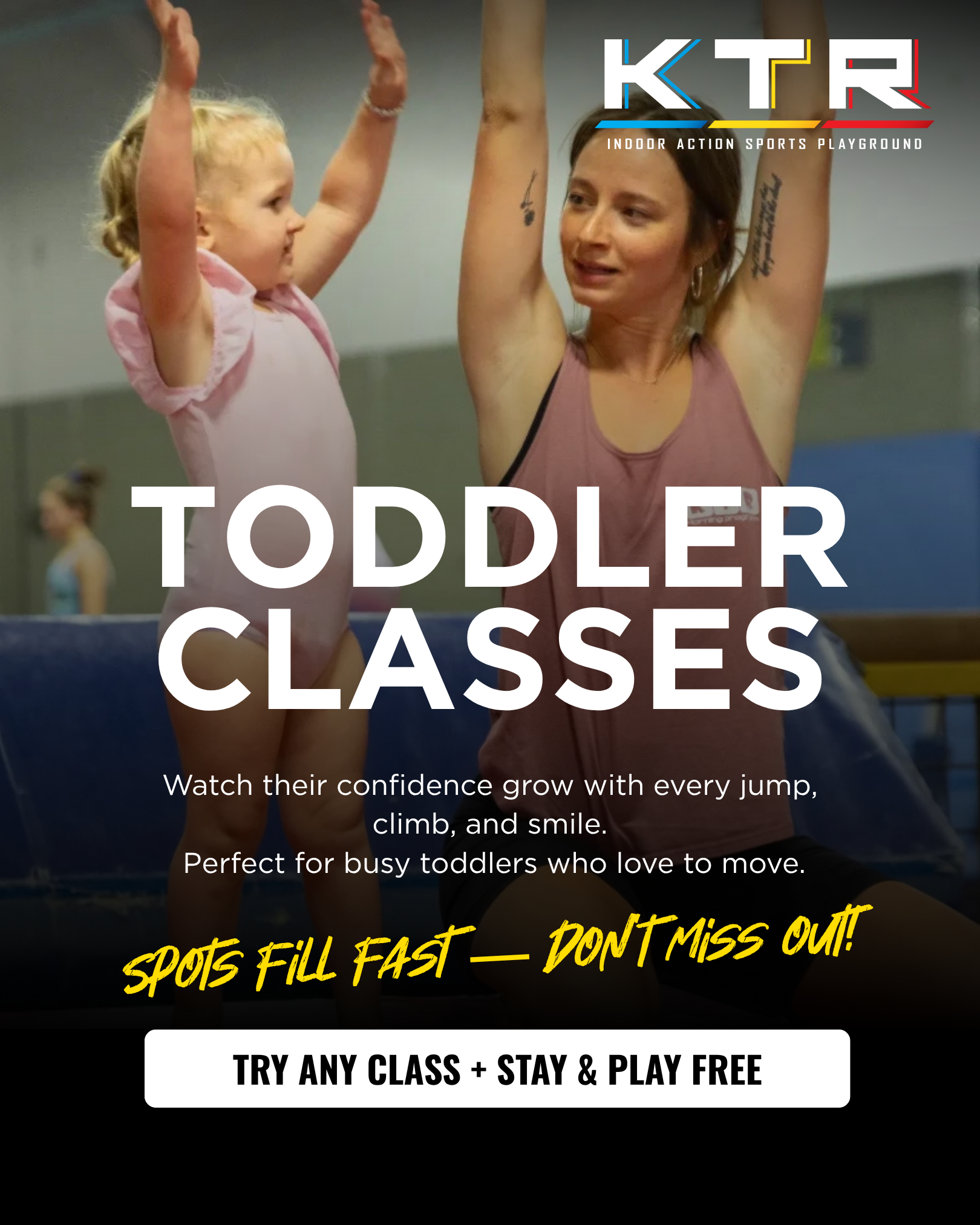 KTR Cannon Beach Facebook ad: Free Class + Stay & Play Pass!