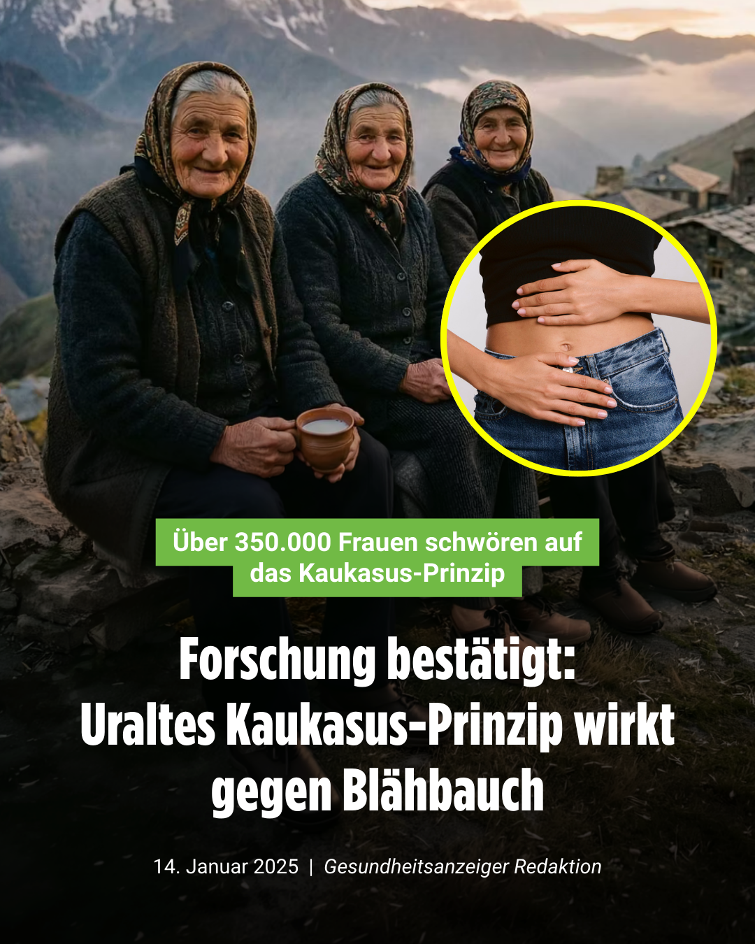 Gesundheitsanzeiger Facebook ad: Flacher Bauch bis ins hohe Alter: Das Kaukasus-Geheimnis