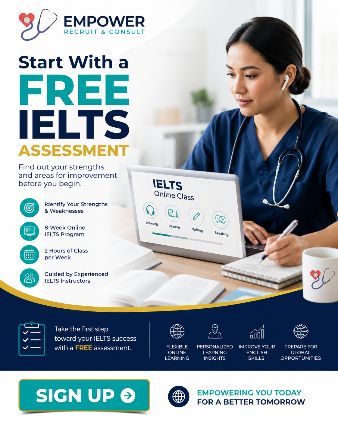 Empower Recruitment and Consulting Agency Facebook ad: Discover Where You Stand With IELTS