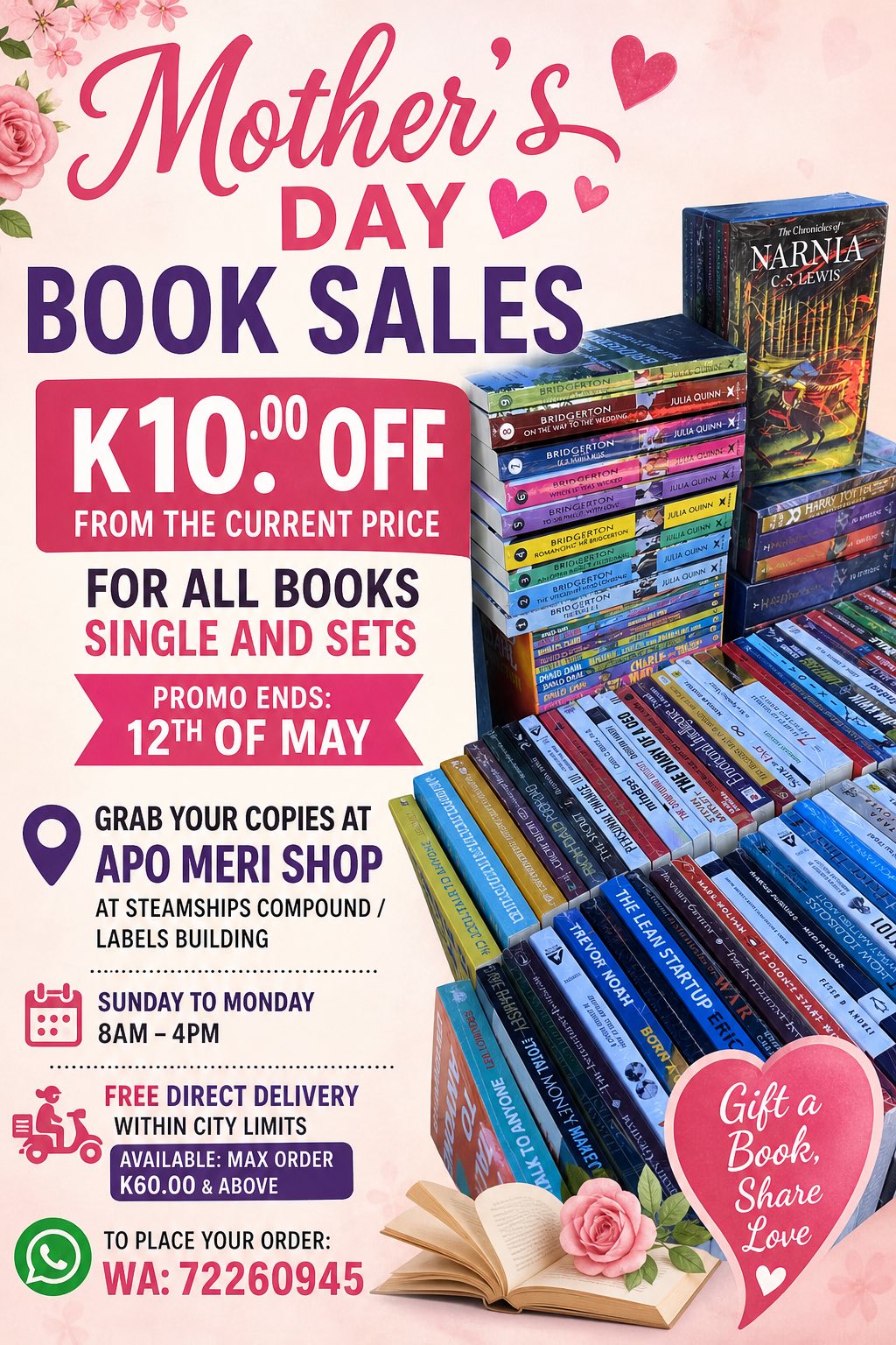 E.SALESpg Facebook ad: * MOTHER’S DAY BOOK SALE *