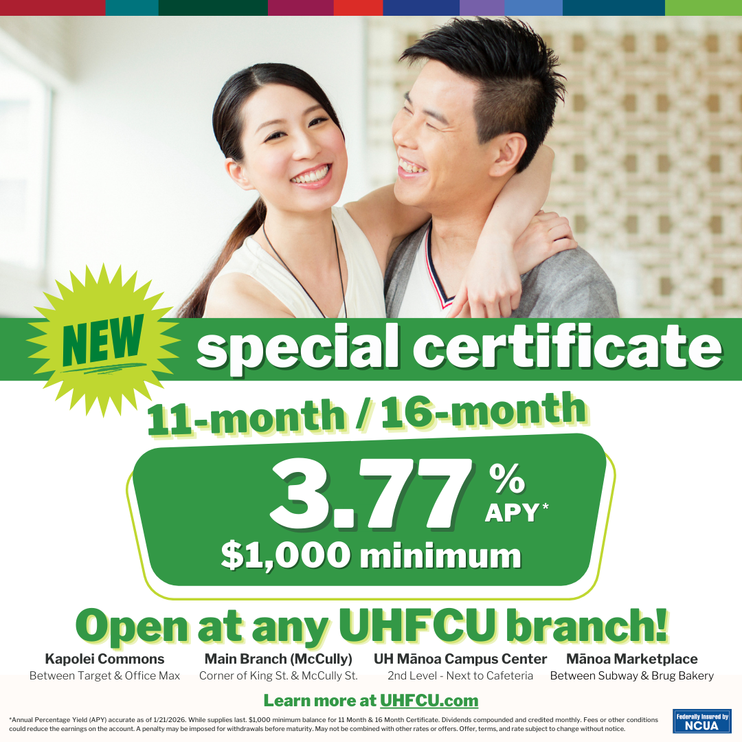 University of Hawaii Federal Credit Union Facebook ad: Save Smart. Smile Bright!