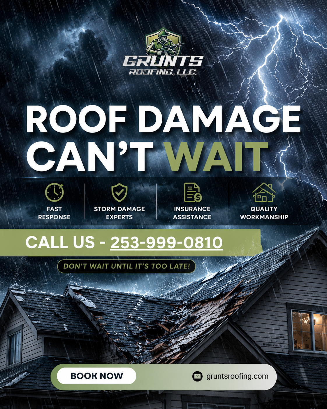 Grunts Roofing LLC Facebook ad