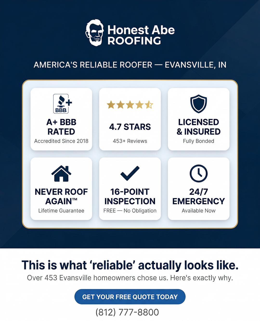 Honest Abe Roofing Evansville Facebook ad
