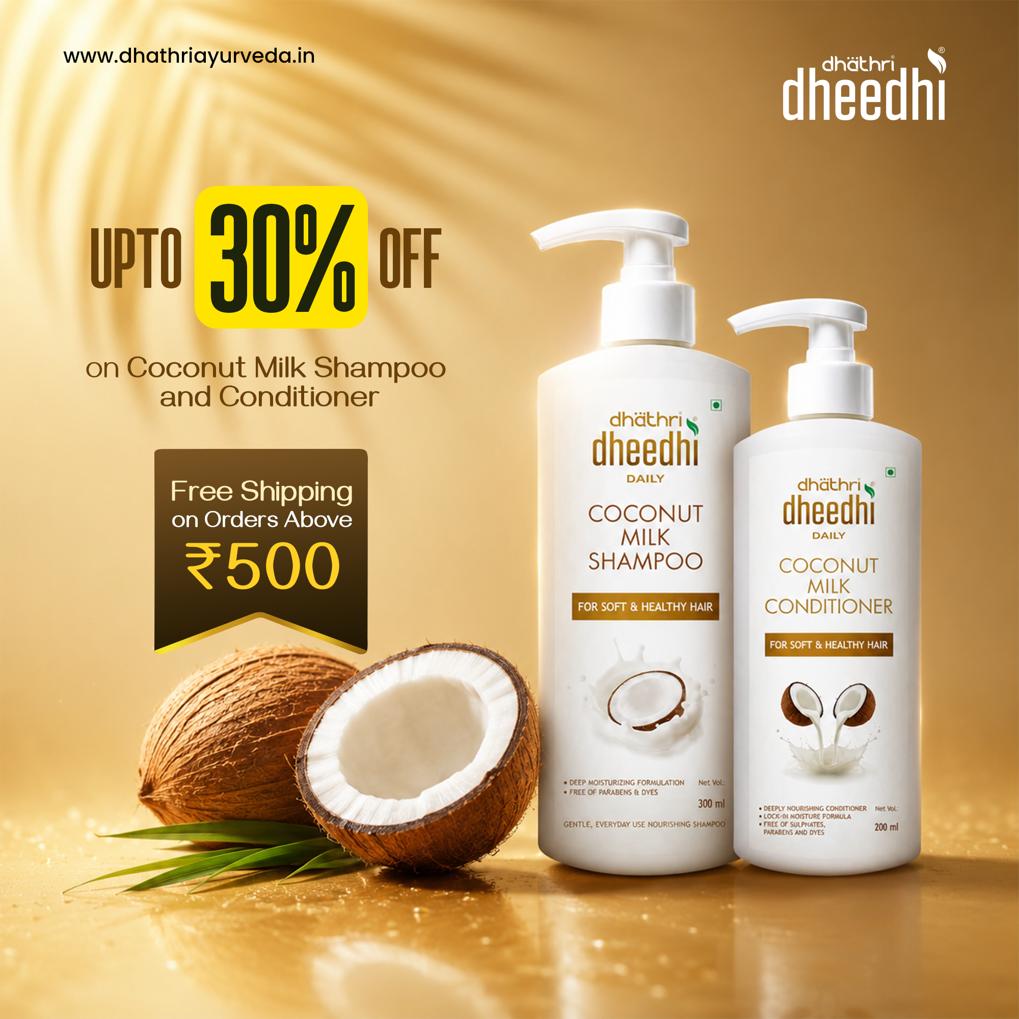 Dhathri Facebook ad: 30% OFF Coconut Milk Hair Care