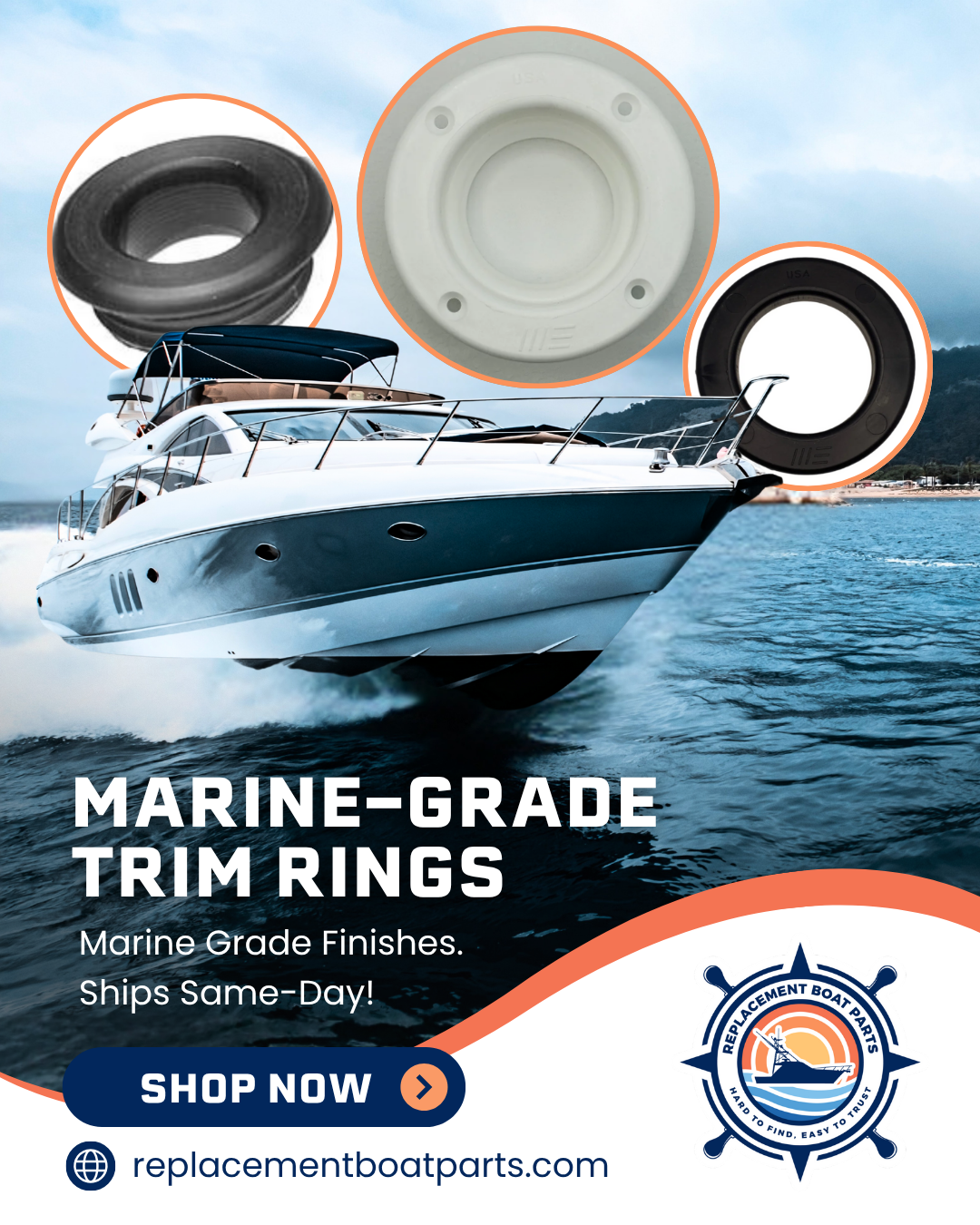 Replacement Boat Parts Facebook ad: Boat/Yacht Trim Rings
