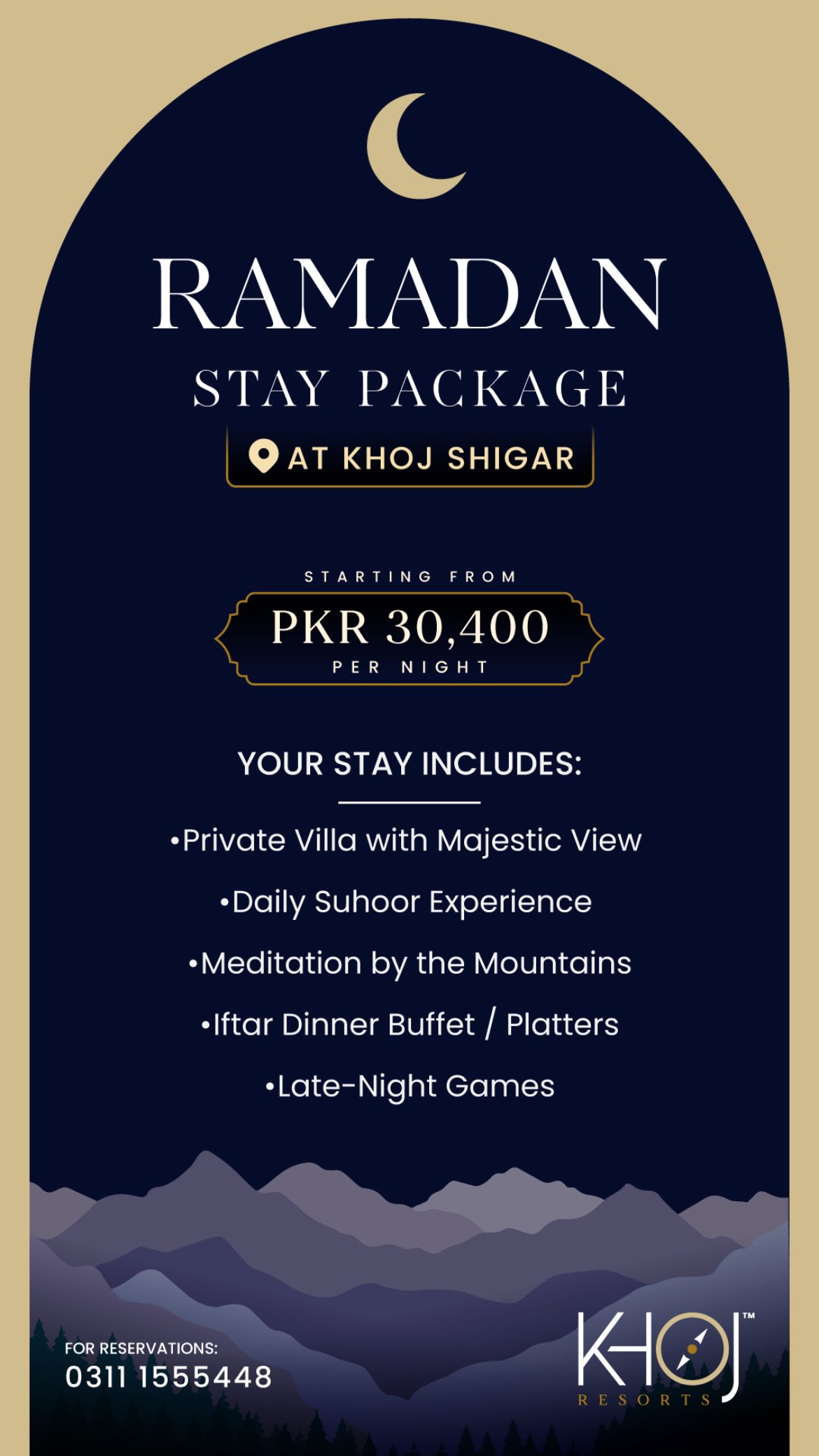 Khoj Resorts Facebook ad from Feb 5, 2026