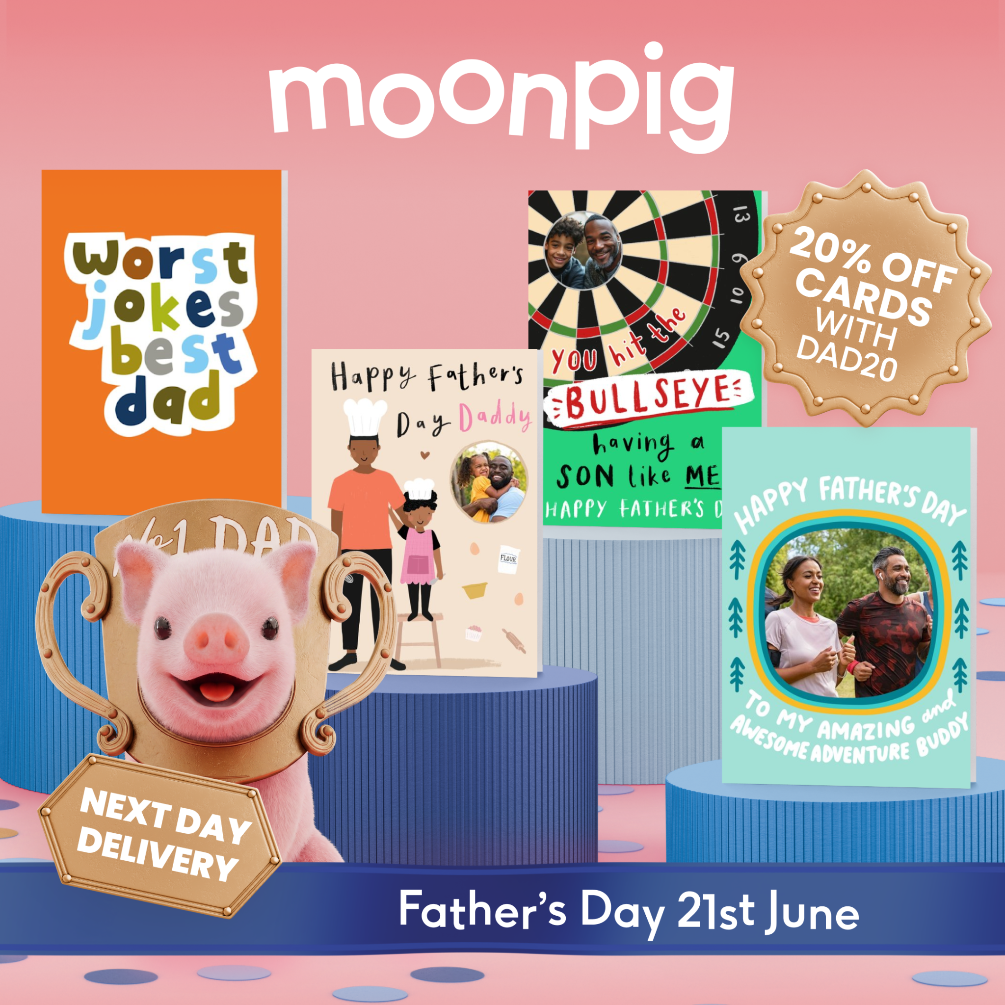 Moonpig Facebook ad: Get 20% off your Father’s Day card