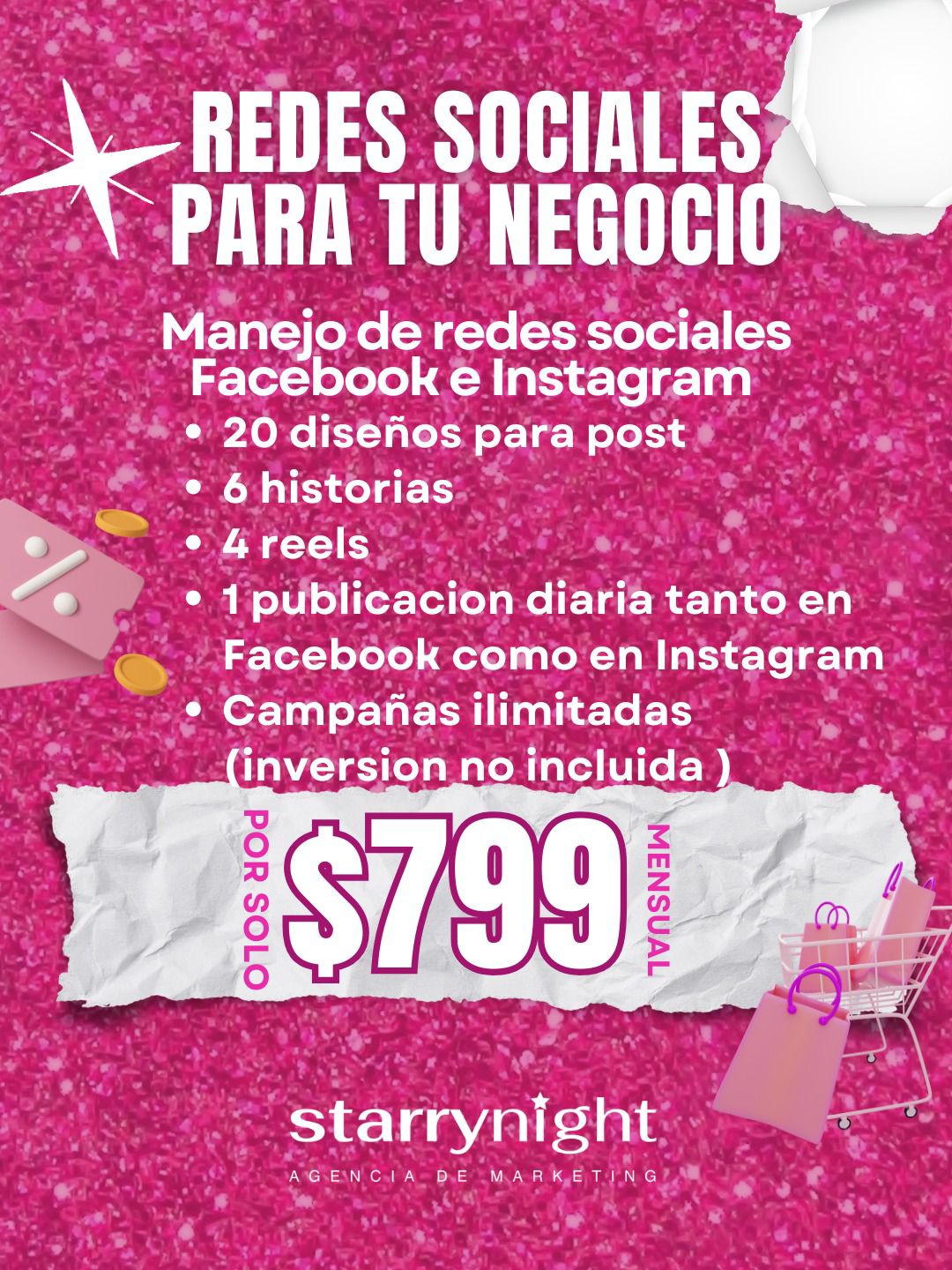 Starry Night Marketing Facebook ad: Contrata ahora