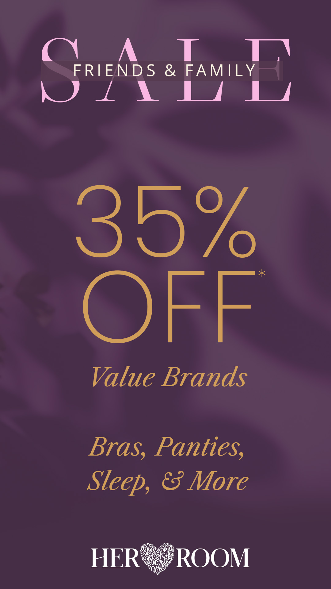 HerRoom Facebook ad: 35% OFF Value Brands