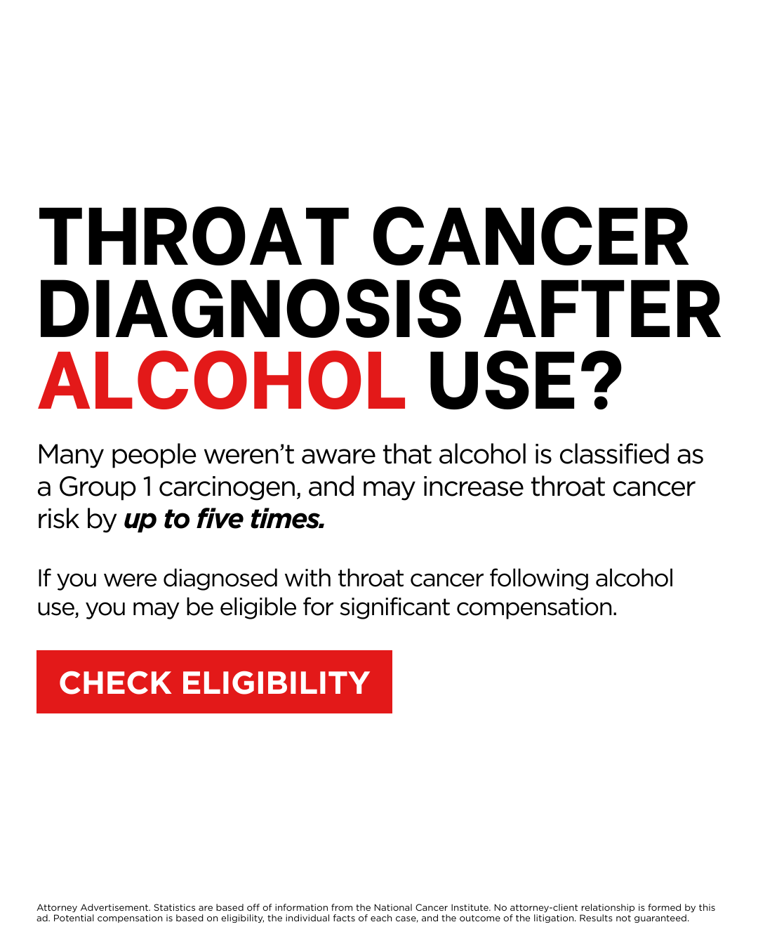 National Justice Center Facebook ad: Alcohol Cancer Compensation Claim