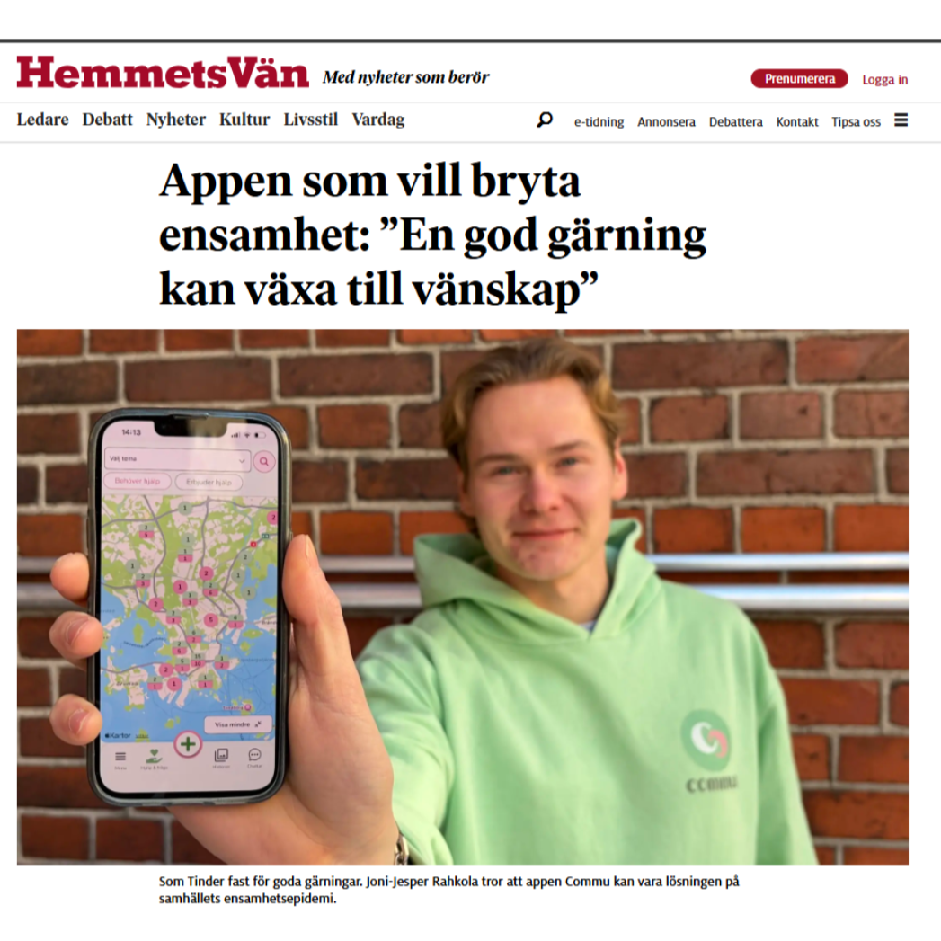Commu App Facebook ad: Erbjud hjälp och be om hjälp i Sverige