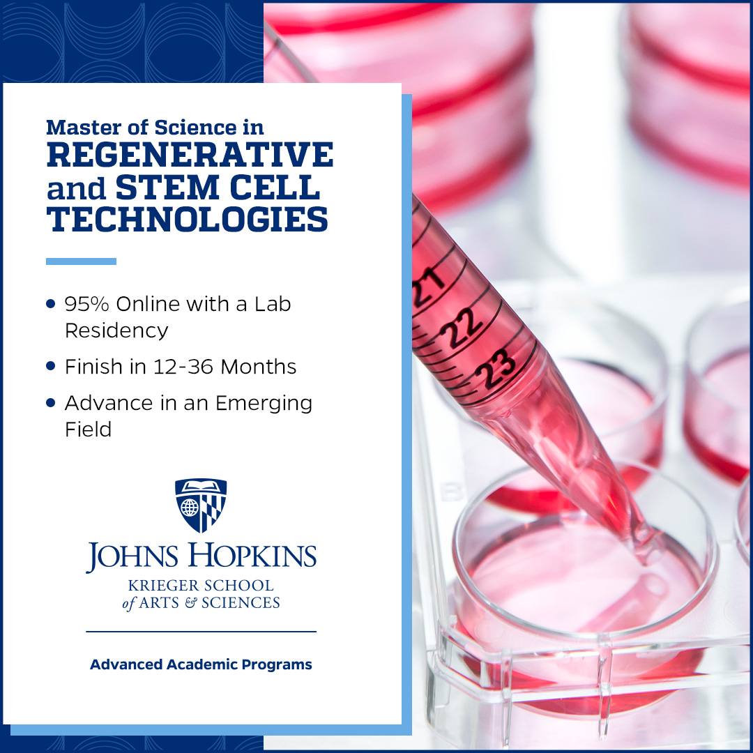 Johns Hopkins University Advanced Academic Programs Facebook ad: Regenerative Technologies
