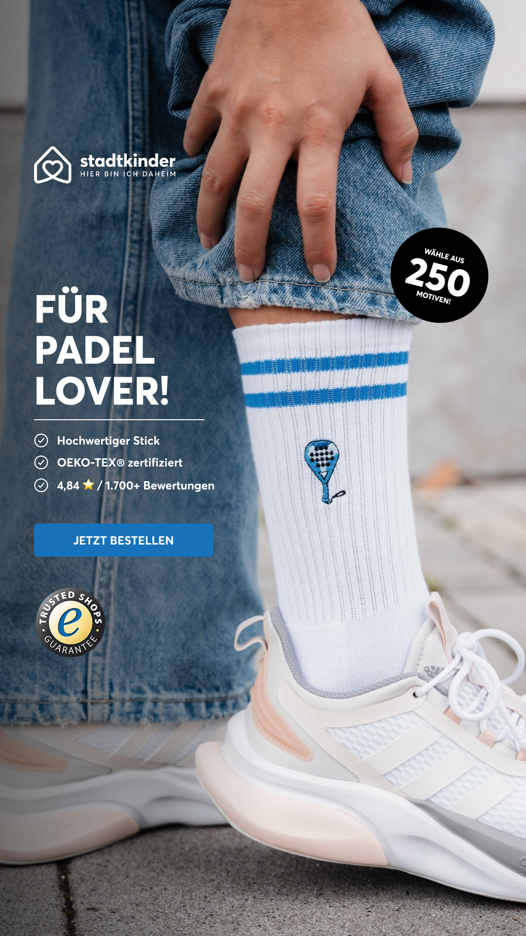 Stadtkinder Facebook ad: Padel Sportsocken